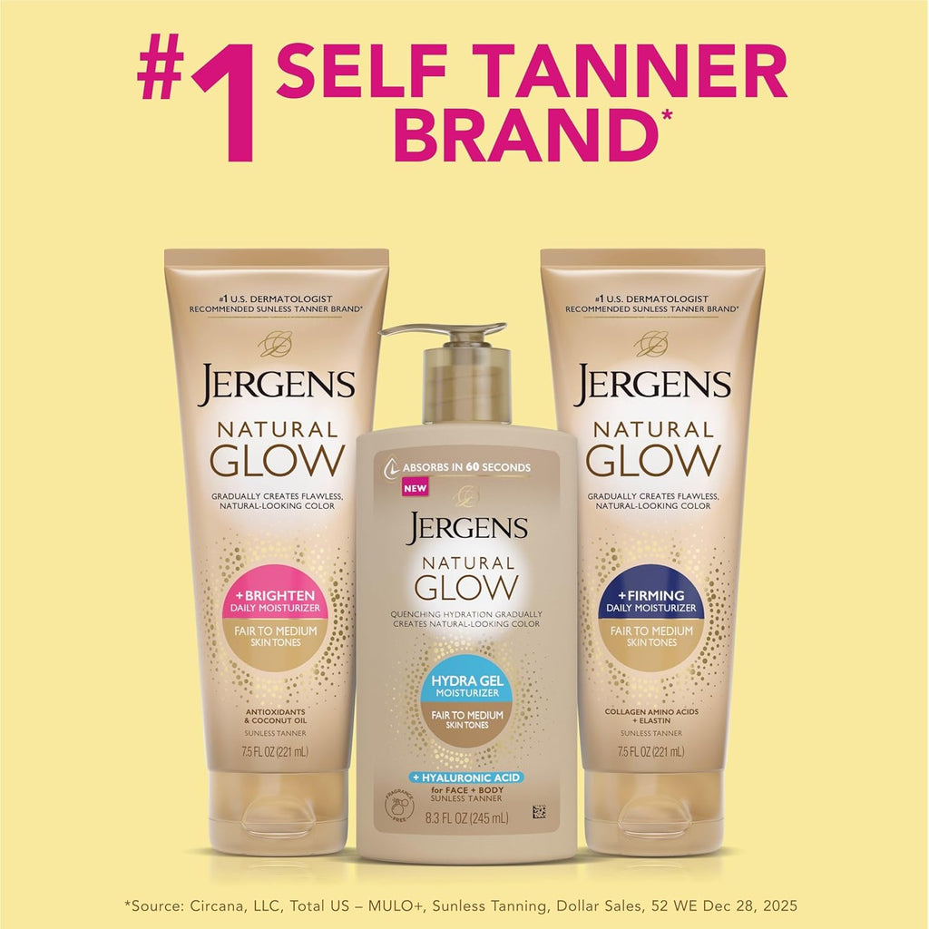 Natural Glow Hydra Gel Moisturizer, Gradual Tanning Lotion with Hyaluronic Acid, Hydrating Tanning Gel, Fragrance-Free Self Tanner, Fair to Medium Skin Tone, 8.3 Fl Oz