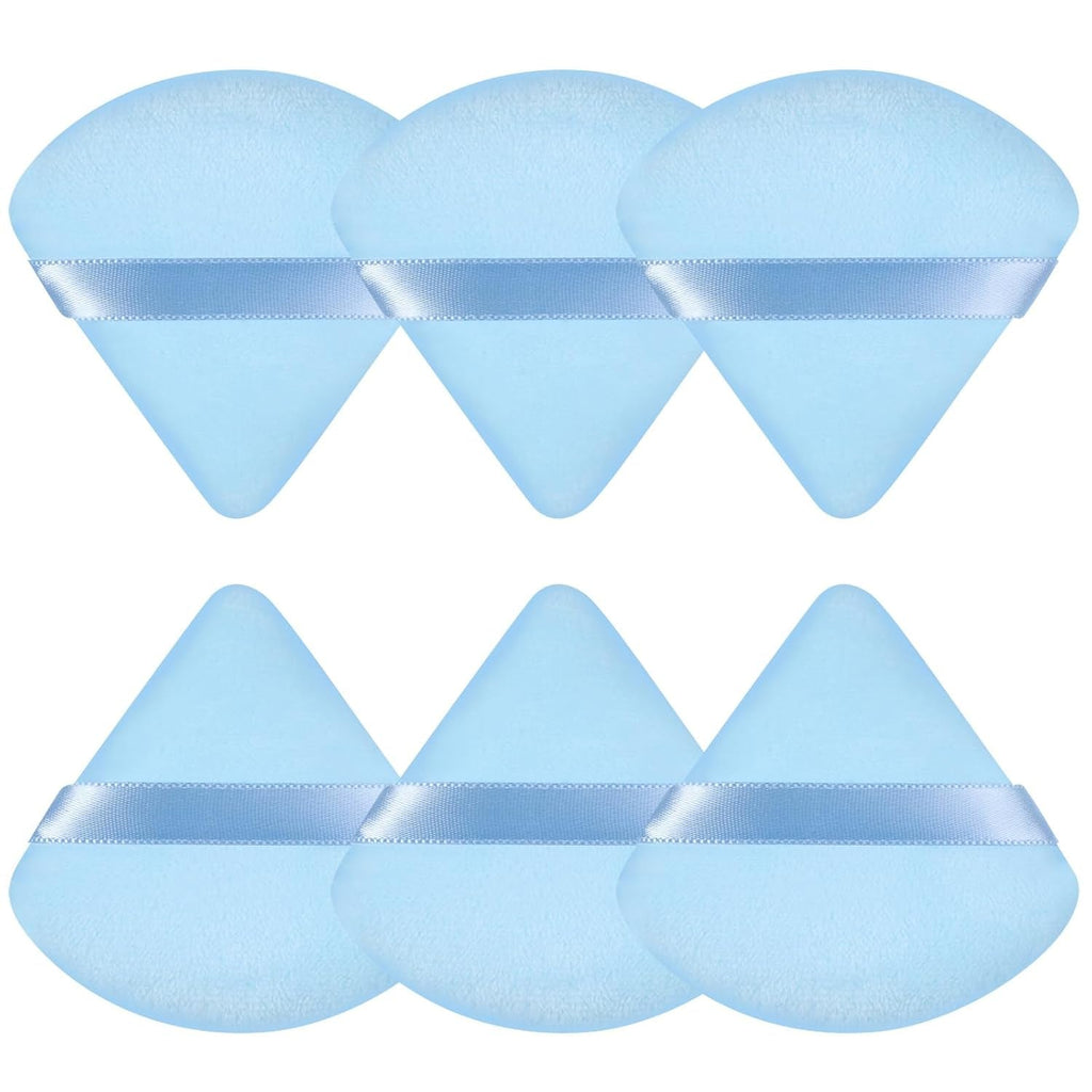 6 Pcs Powder Puff Face Soft Triangle Makeup Puff Velour Makeup Sponge Beauty Blender for Loose Powder (Black)