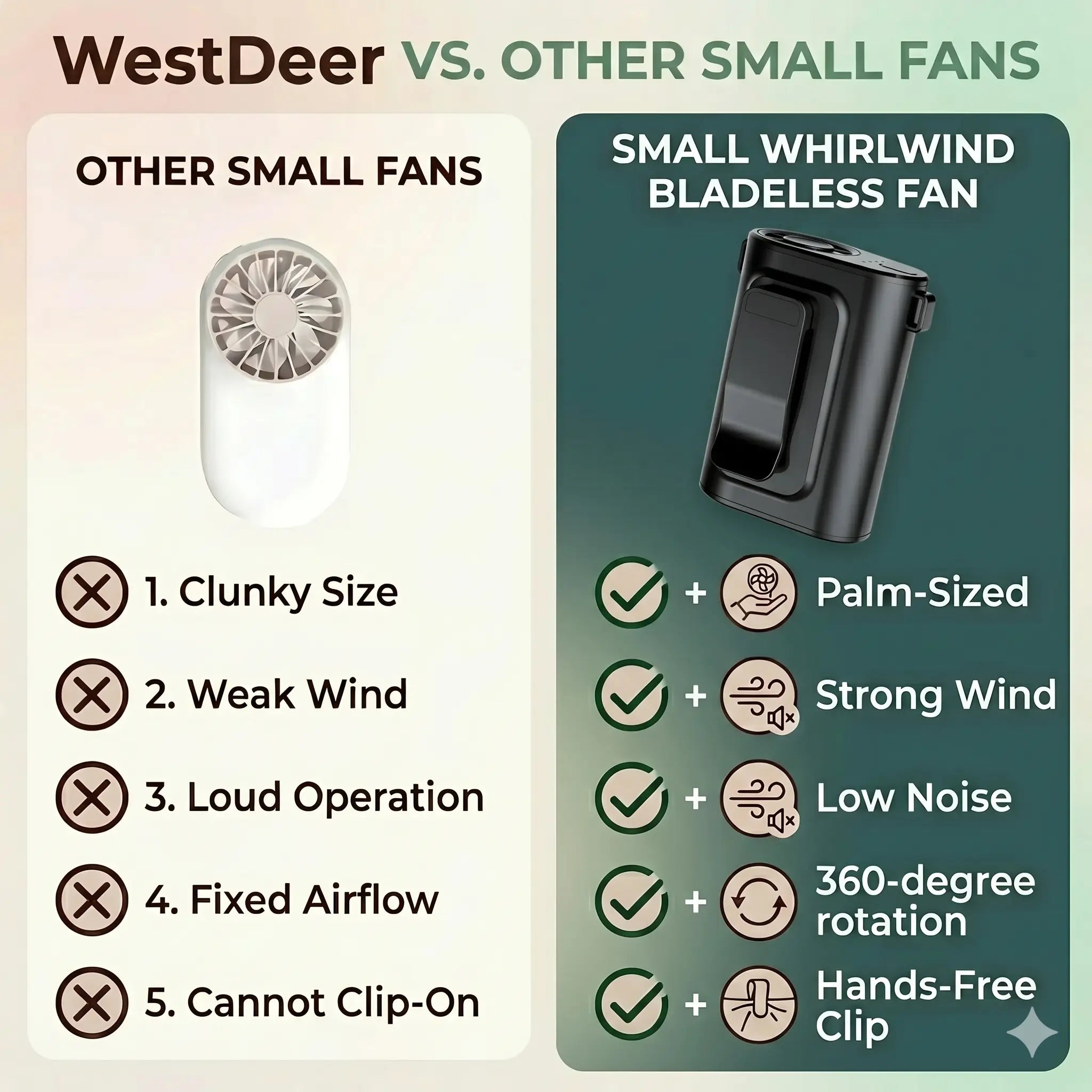 Portable Clip Fan Rechargeable 5000Mah, 4-Speed Strong Airflow Waist & Belt Clip Fan with Stand, Wearable Cooling Fan for Work, Camping, Travel, Hiking Outdoor Essentials Black