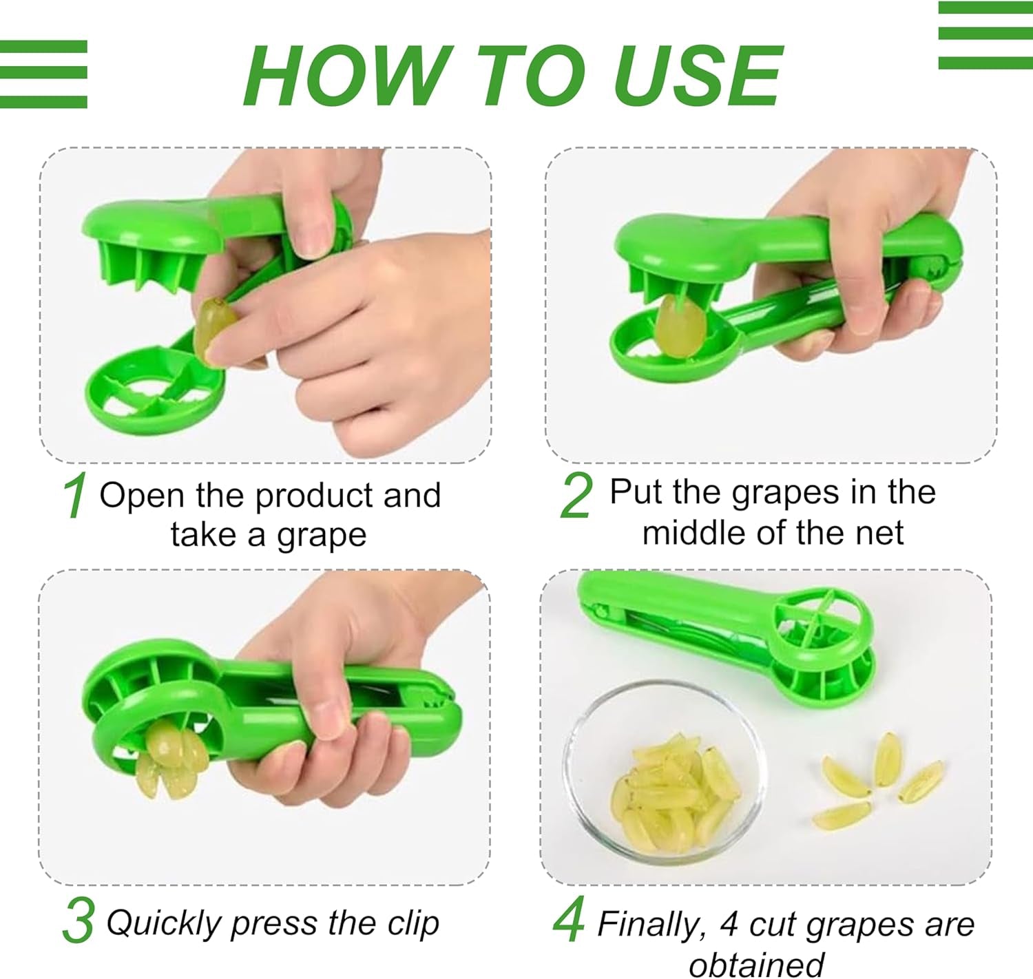 Grape Cutter Slicer, 2026 New Fruit Slicer Cuts Cherry Tomatoes & Strawberries into 4 Pieces for Vegetable Fruit Salad, Quarter Grape Slicer Kitchen Gadget (1 Pcs)