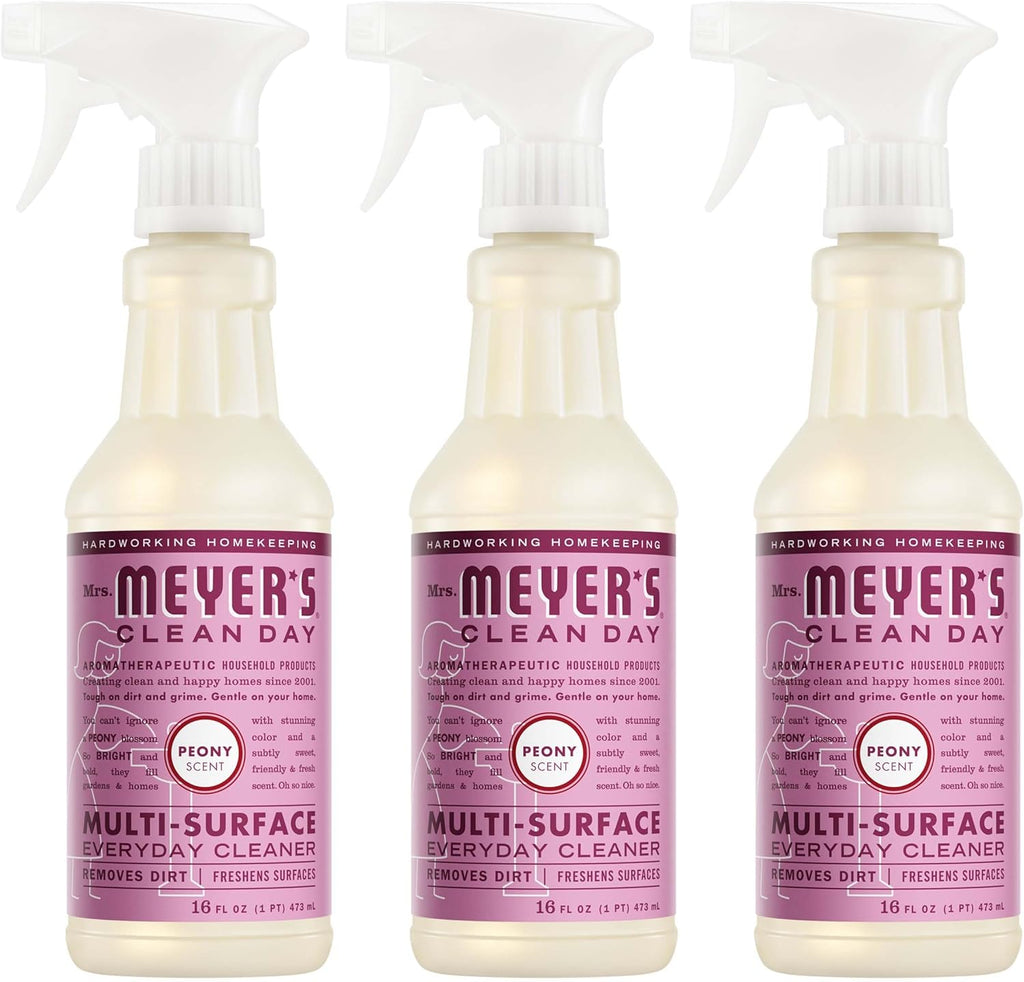 MRS. MEYER'S CLEAN DAY Multi-Surface Everyday Cleaner, Peony Scent, 16 Fl Oz Bottle - 3 Pack