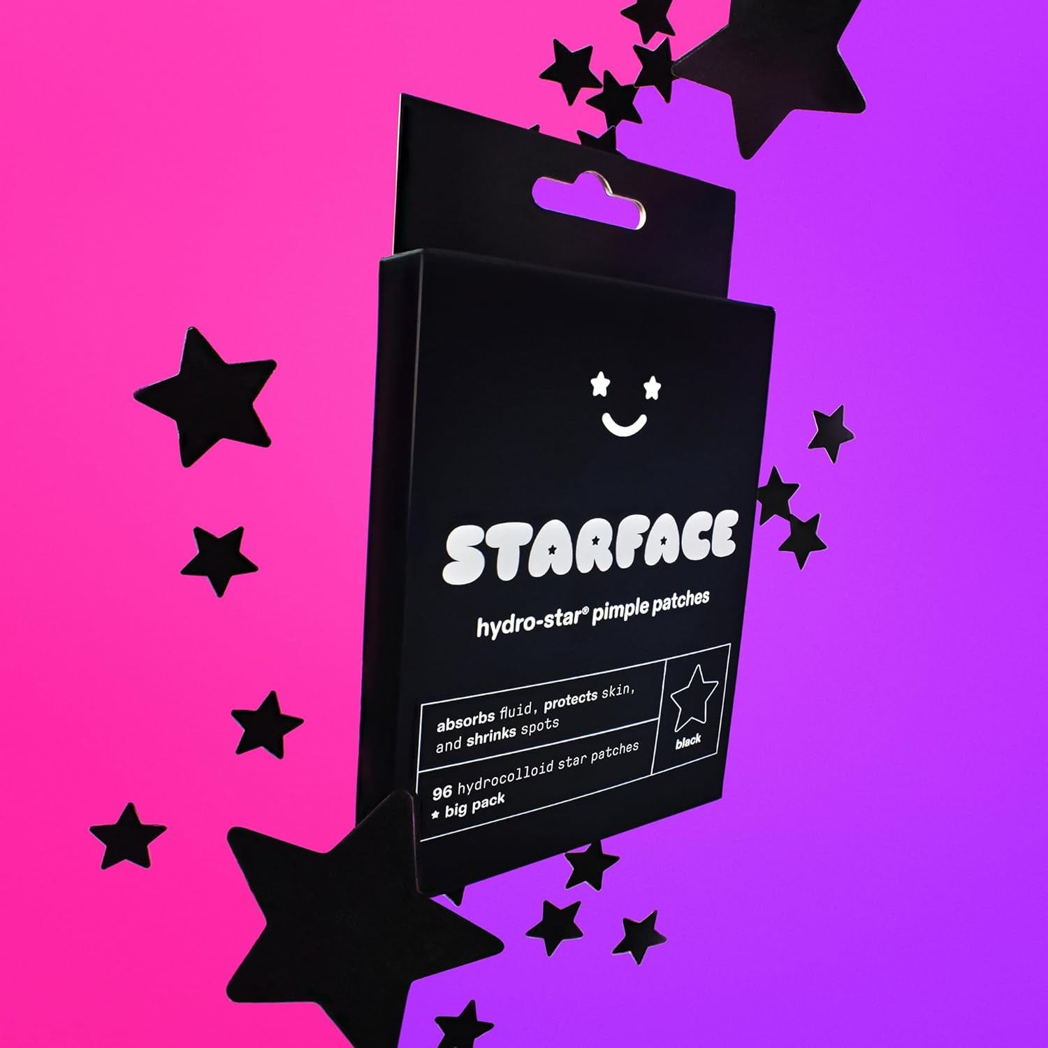Starface Hydro-Star Black Pimple Patches BIG PACK, Hydrocolloid, Clinically Proven Spot Shrinking in 6 Hours, Absorb Fluid, Reduce Redness, Vegan, Cruelty-Free Skincare (96 Count)