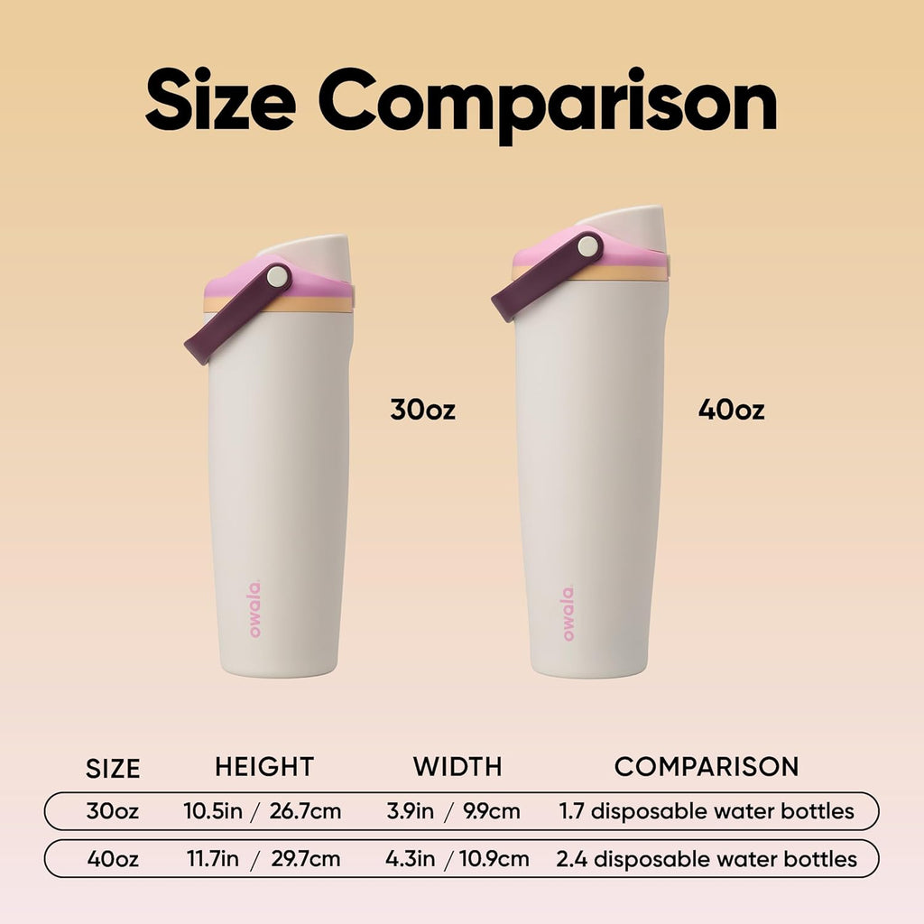 Owala Freesip Sway Insulated Stainless Steel Water Bottle with Two-Way Spout, Built-In Straw and Bucket Handle, Made for Travel, School, and Sports, 30Oz, BPA Free, Leak Proof, Daybreak