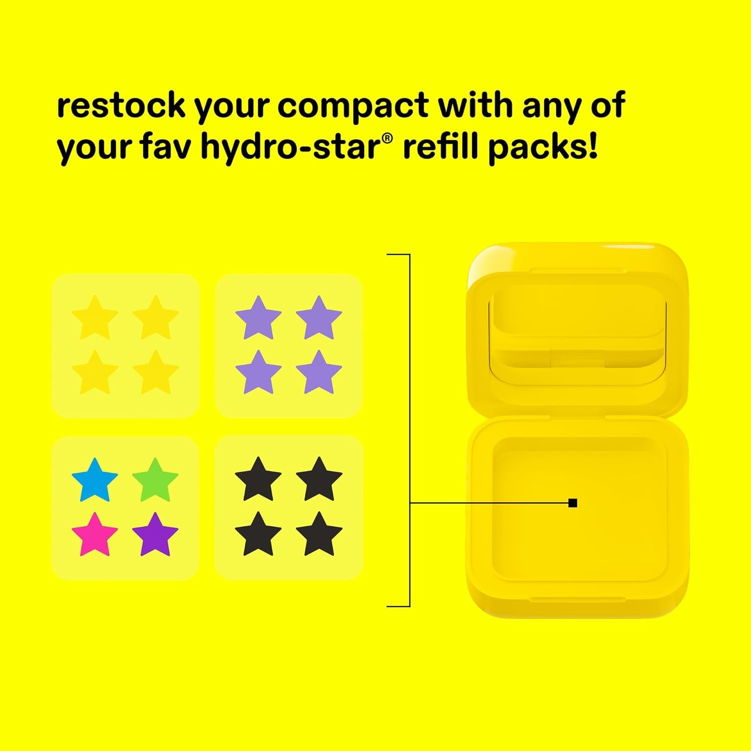 Hydro-Star Pimple Patches + Big Yellow Compact, Clinically Proven Spot Shrinking in 6 Hours, Absorb Fluid and Reduce Redness, Hydrocolloid, Vegan and Cruelty-Free Skincare (32 Count)