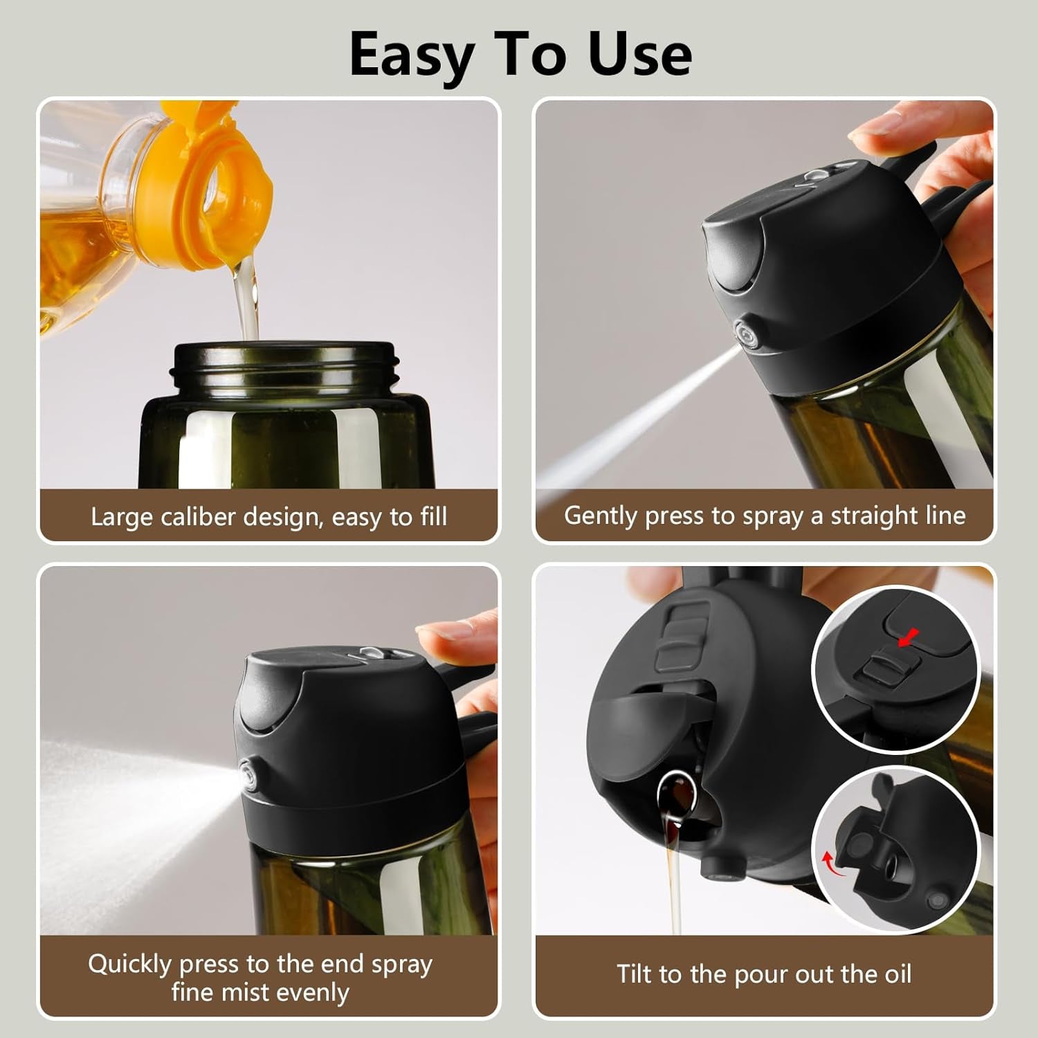 - Olive Oil Sprayer for Cooking, 16Oz/470Ml Glass Light-Proof Oil Pourer for Kitchen with Stickers for Air Fryer, Cooking, Salad, and BBQ with Stickers