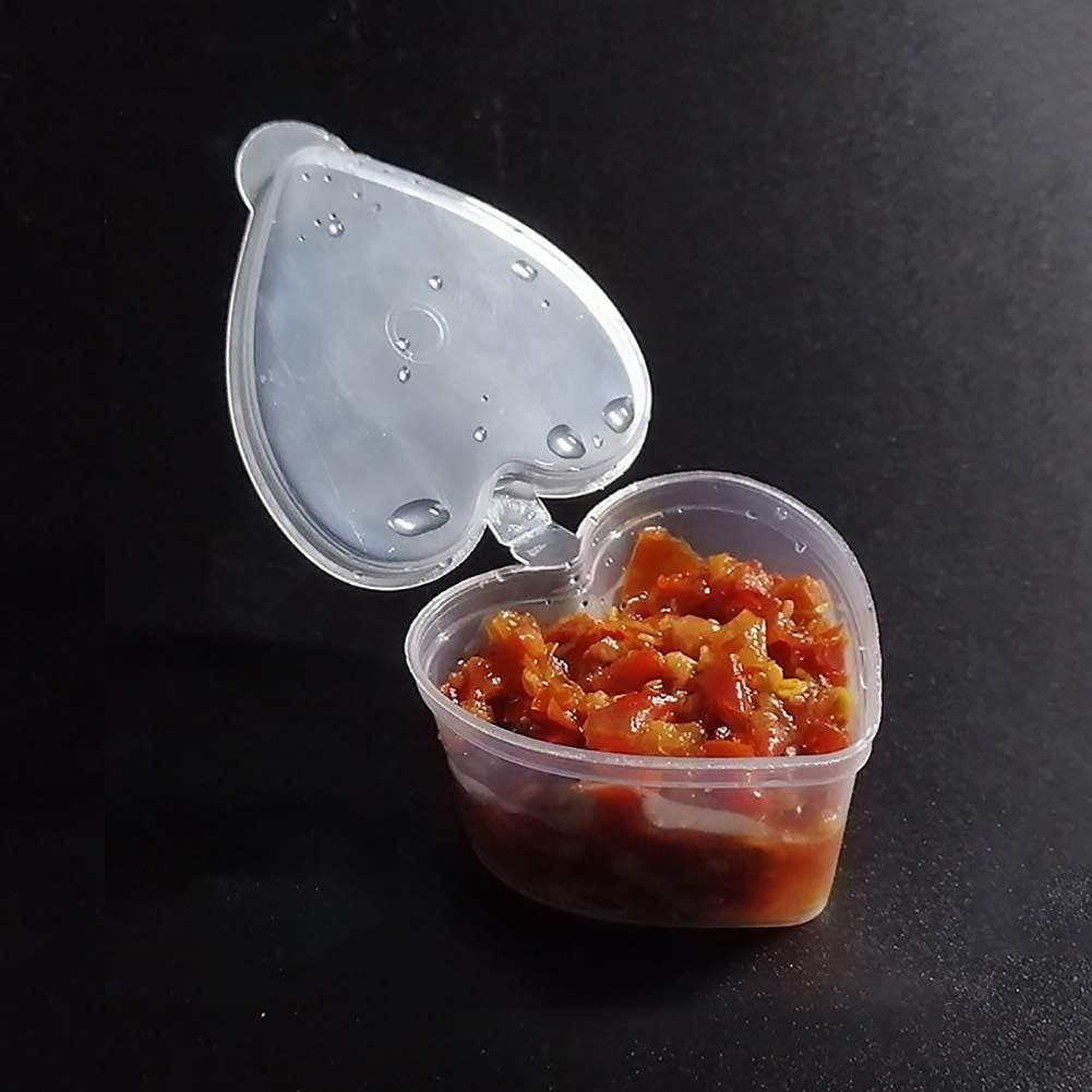 30 Pcs 45Ml Heart Shaped Slime Storage Containers Small Plastic Box with Lids Sauce Cups Souffle Cups