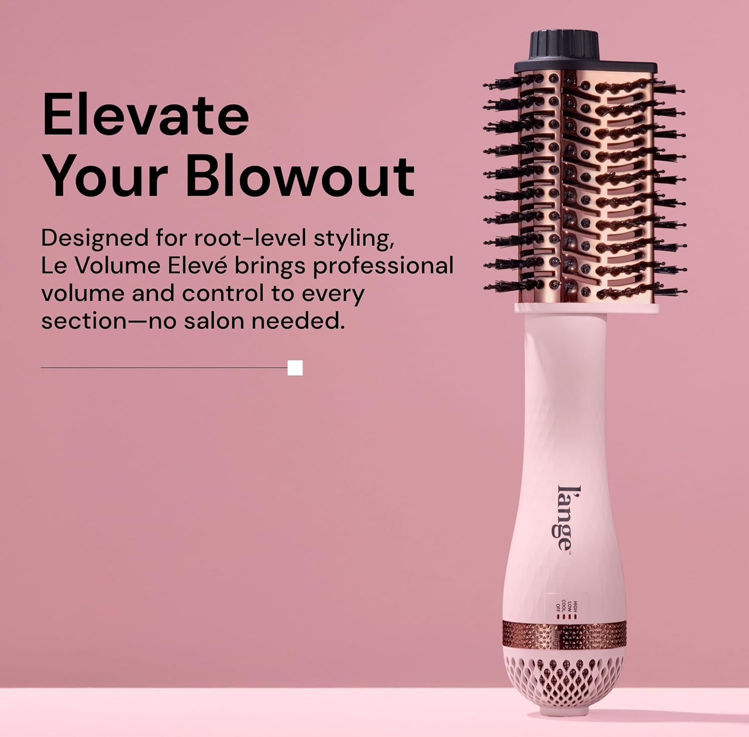 Le Volume Elevé 65MM 2-In-1 Titanium Brush Dryer | Dry and Style | Unique Teardrop Shape Barrel | 3 Heat Settings | 360° Vented Airflow | Ionic Technology for Frizz-Free Styling (Blush)