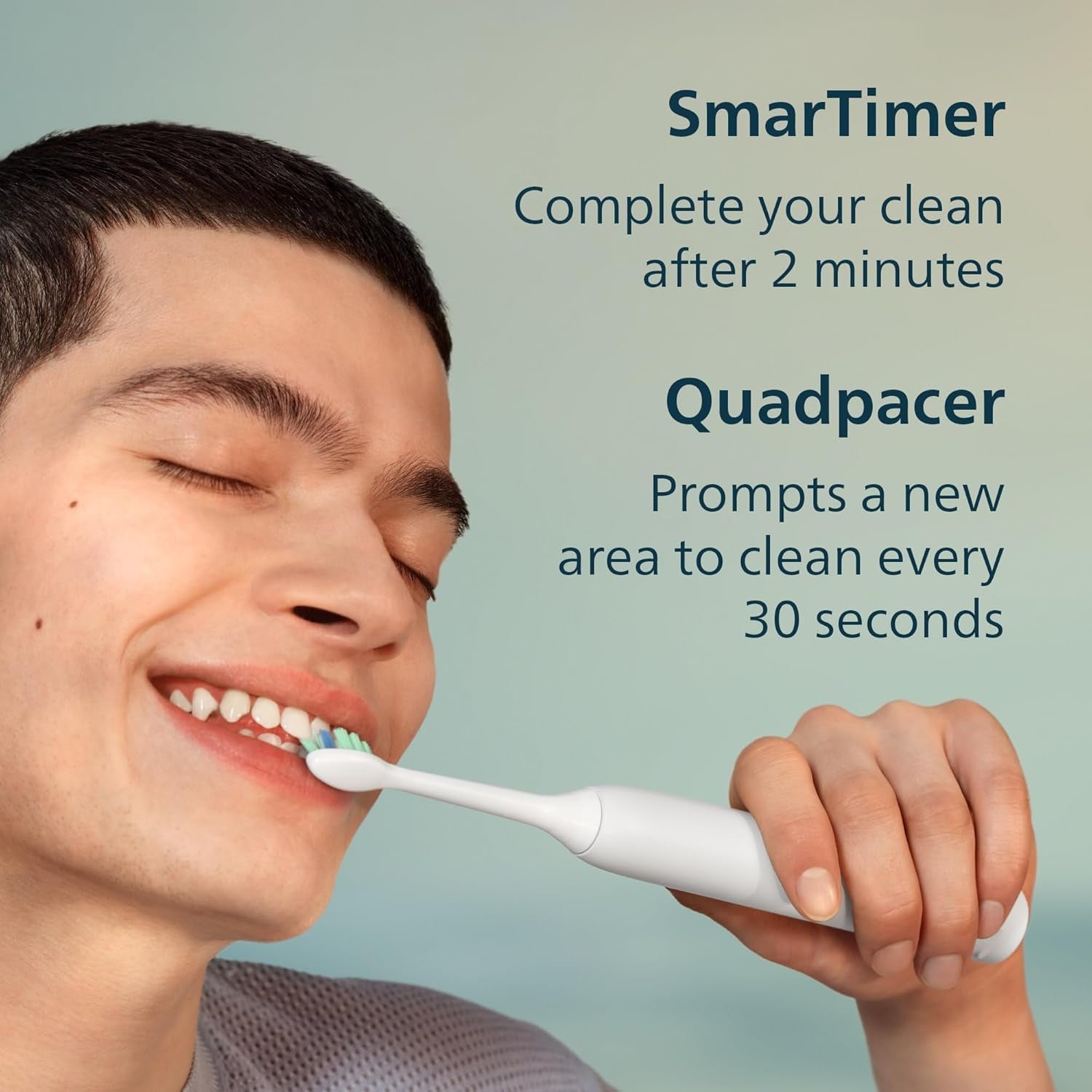 4100 Series Electric Toothbrush - Sonic Toothbrush with Advanced Sonic Technology, Pressure Sensor, Two Intensity Settings, Smartimer & Quadpacer, White, Model HX3681/23