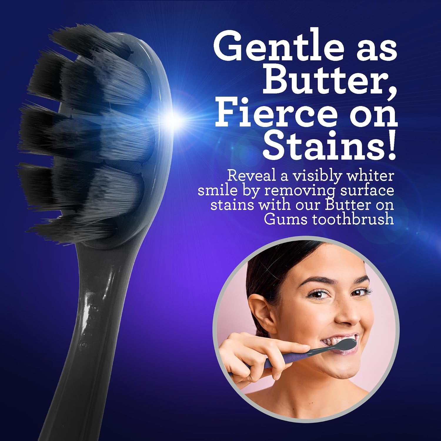 Butter on Gums Charcoal Toothbrush - 8000+ Softextm Bristles for Sensitive Teeth & Gums, Aids in Teeth Whitening, Extra Soft (6 Count)