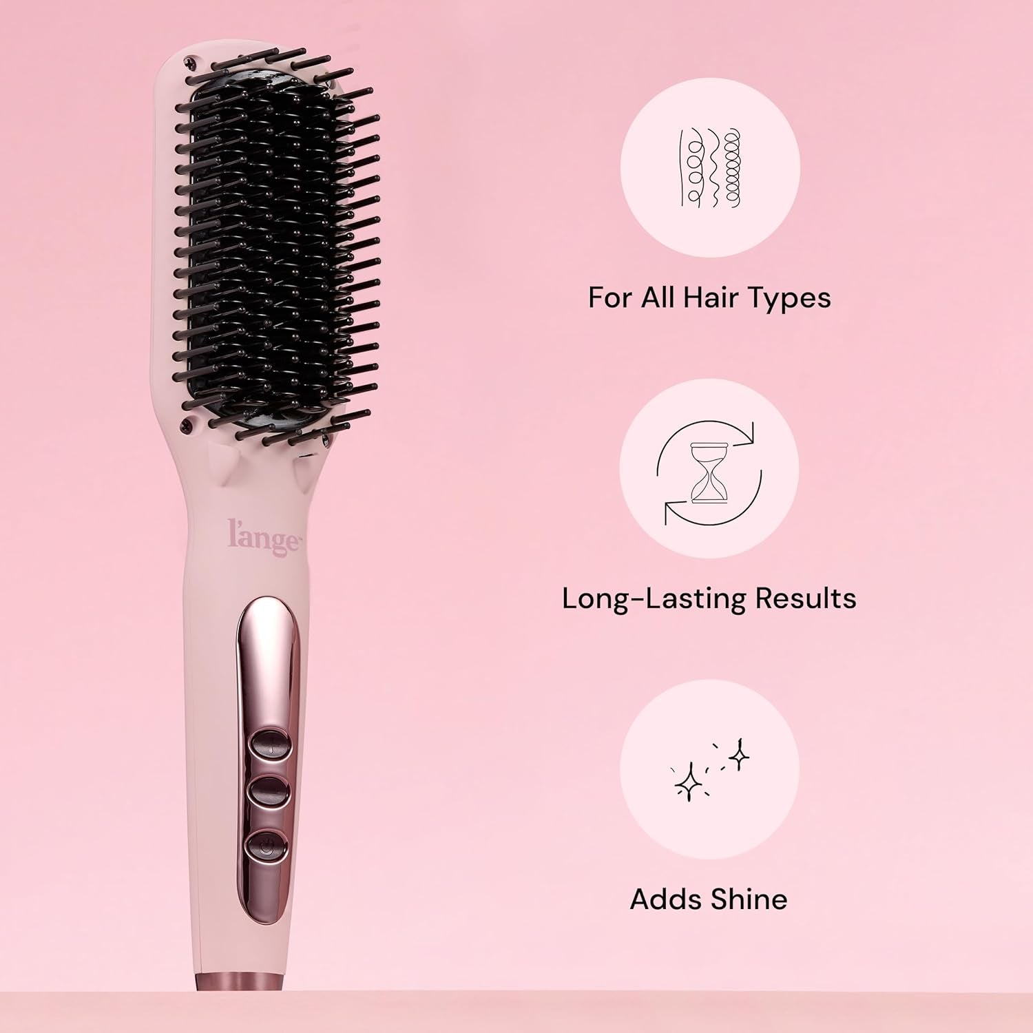 Le Vite Straightening Brush | Heated Hair Tool for Smoother, Frizz-Controlled Look | Dual-Voltage Hot Brush Straightener for Effortless Styling & Shine | Ceramic Standard Size (Blush)