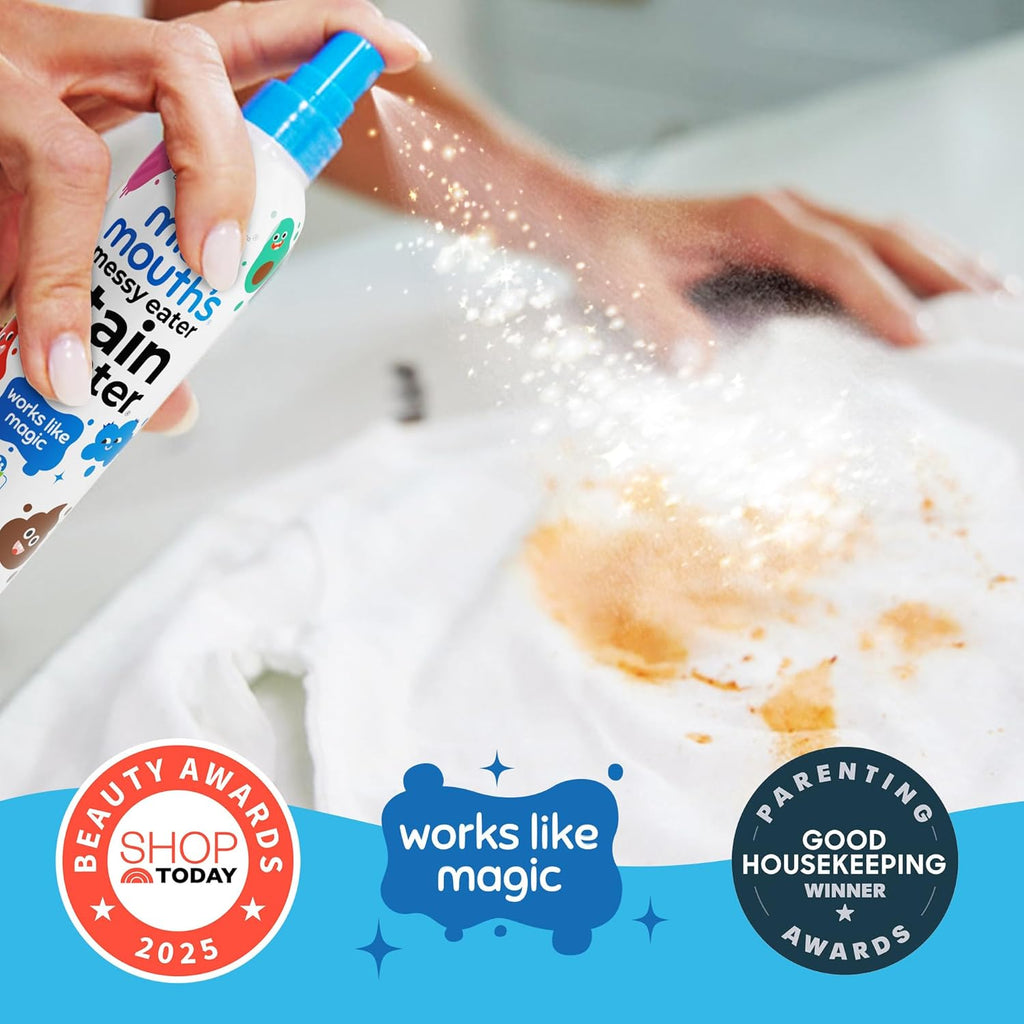 Messy Eater Stain Treater Spray - 4Oz Stain Remover - Newborn & Baby Essentials - No Dry Cleaning Food, Grease, Coffee off Laundry, Underwear, Fabric