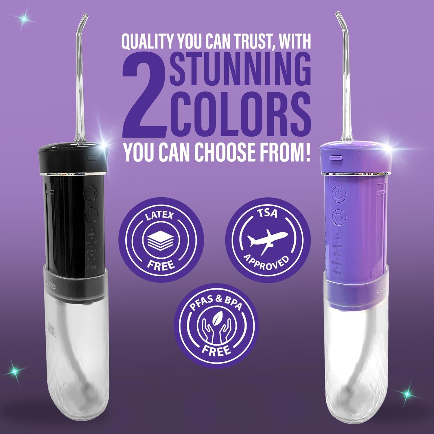 Compact Water Dental Flosser, Portable Travel Size Oral Irrigator Flosser with Collapsible 180 Ml Tank, Smart Timer, 4 Flossing Modes, Tsa-Friendly - Black