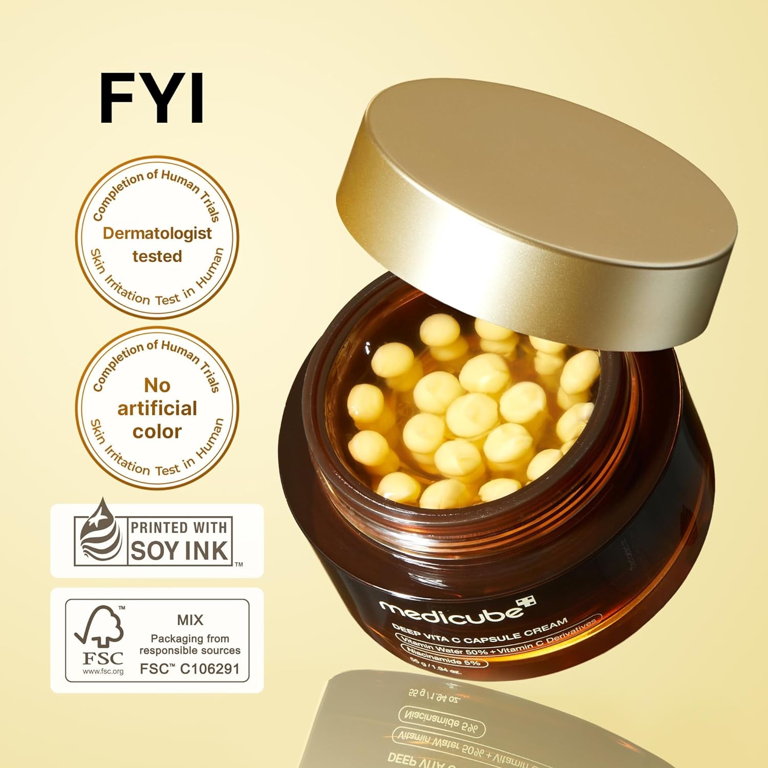 Capsule Cream with Deep Vitamin C | Liposome Vitamin C Golden Capsule for Radiance & Firm-Looking Skin | Hydrating Glow Gel Texture | Korean Skincare, 1.94 Oz