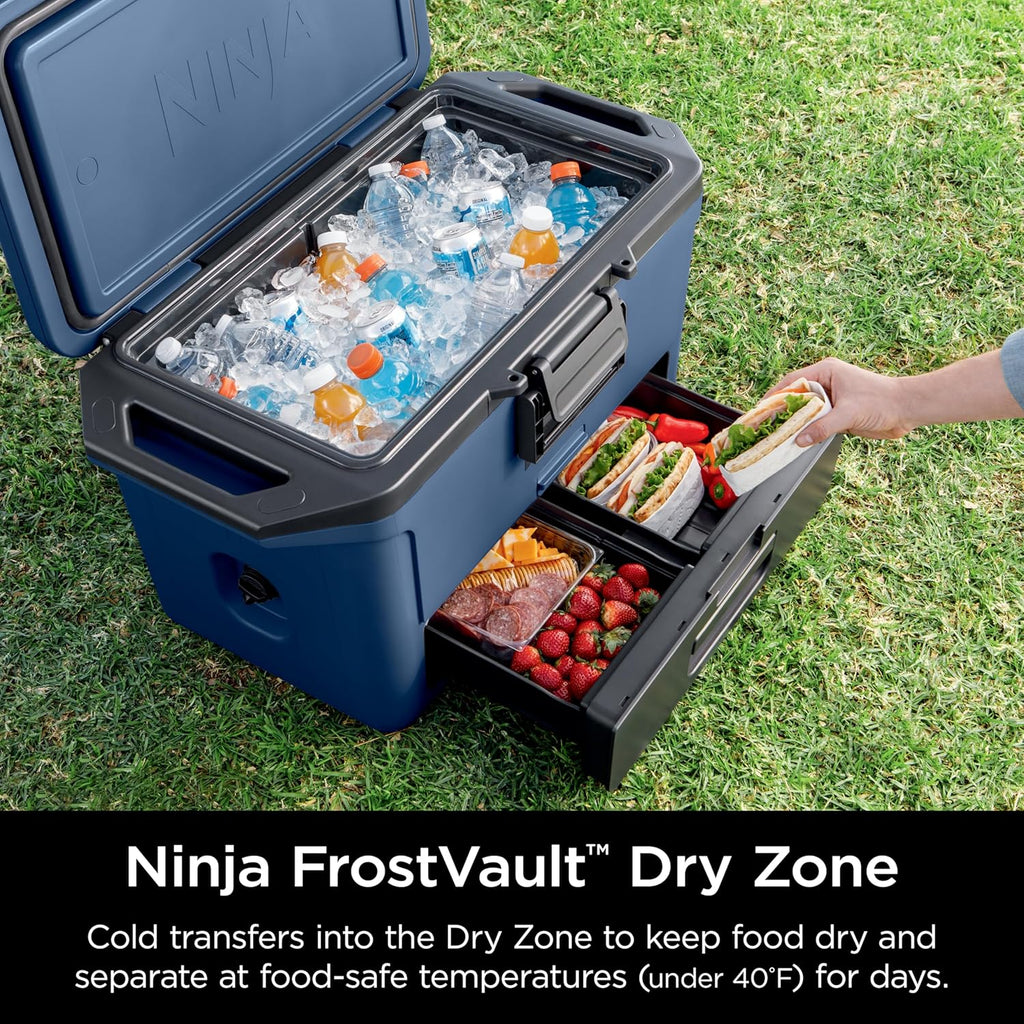 Ninja Frostvault 30Qt Hard Cooler with Dry Zone, Integrated Fridge-Temp Dry Storage Drawer