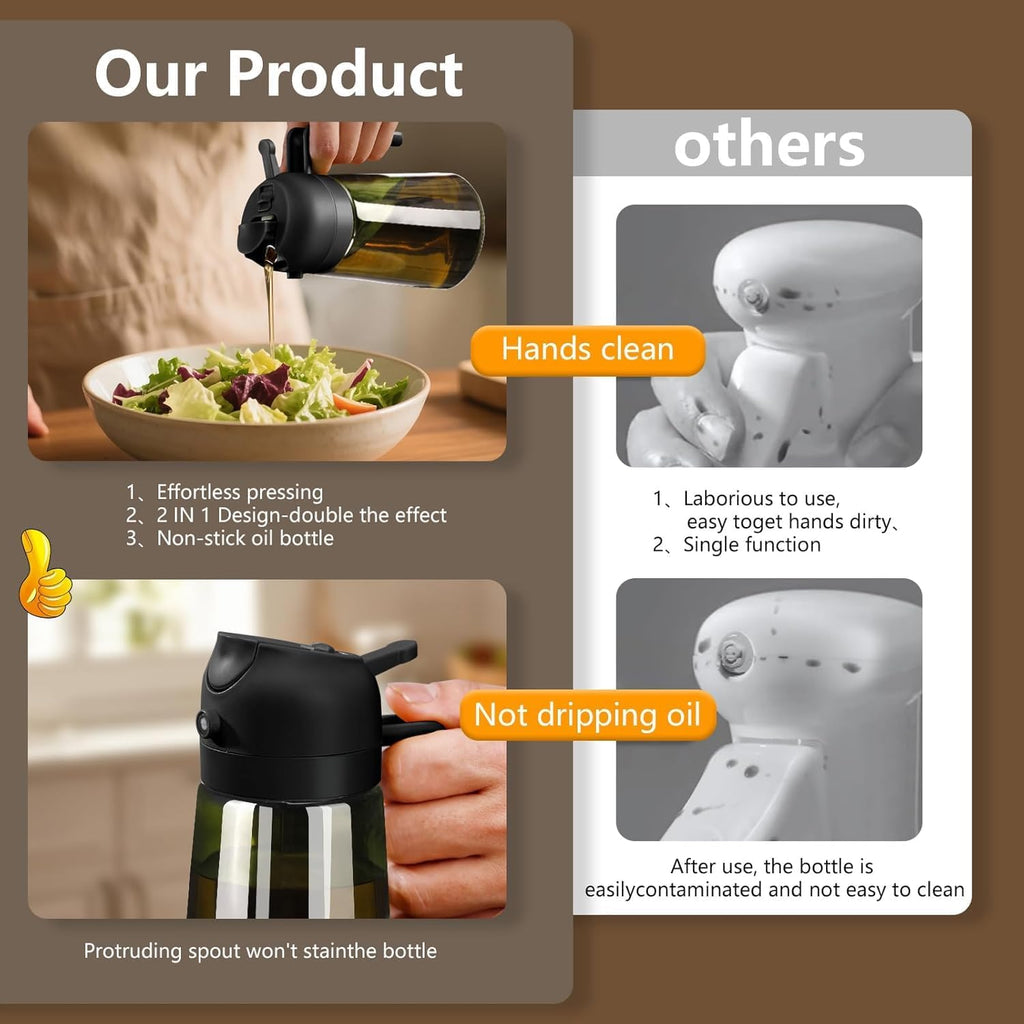 - Olive Oil Sprayer for Cooking, 16Oz/470Ml Glass Light-Proof Oil Pourer for Kitchen with Stickers for Air Fryer, Cooking, Salad, and BBQ with Stickers