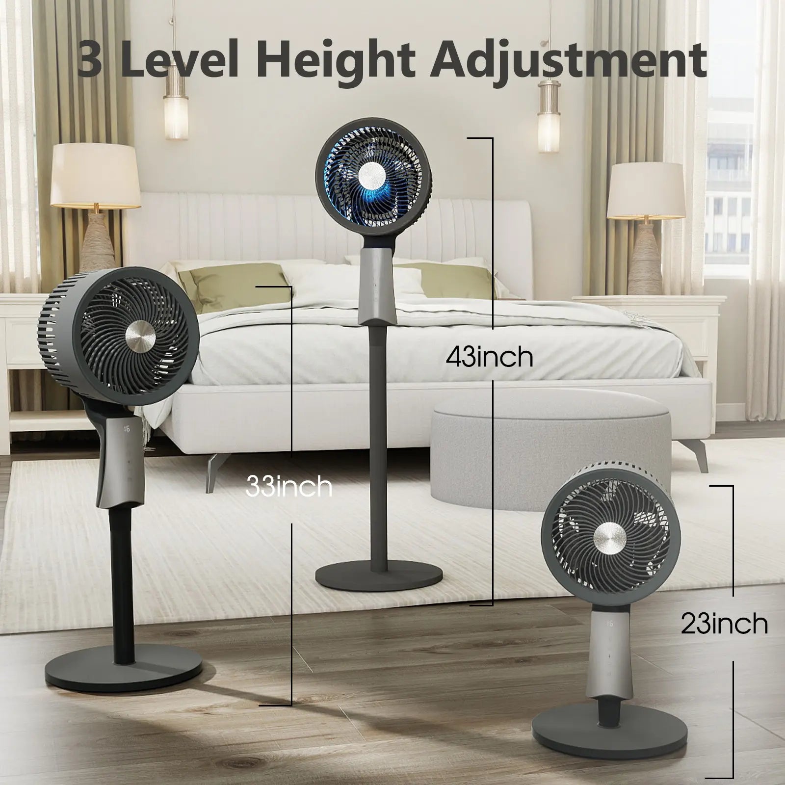 TMWINGS Pedestal Fan for Bedroom, 90Ft High Velocity Pedestal Fan for Large Rooms & Garages, 32 Speeds 3 Modes, Oscillating with Remote, 12H Timer – for Bedroom Living Office