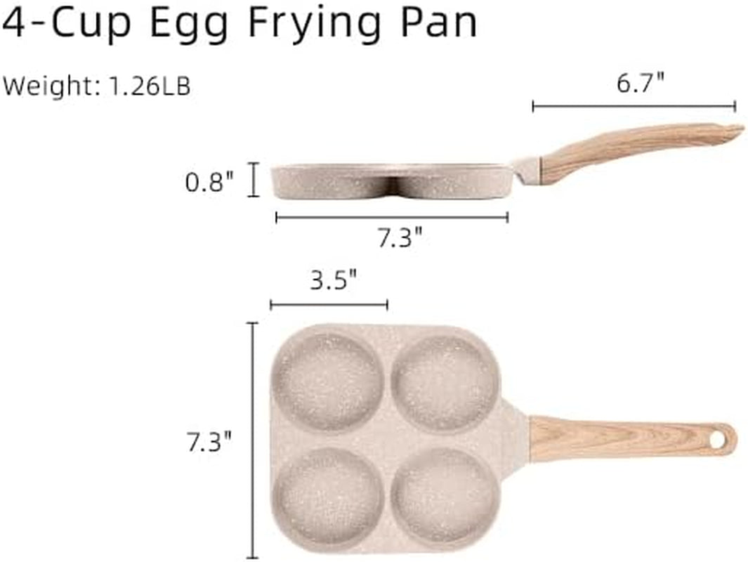 Egg Pan Omelette Pan, 4-Cup Nonstick Granite Omelette Skillet - Pancake Pan and Healthy Egg Cooker Suitable for Gas Stove & Induction Cookware