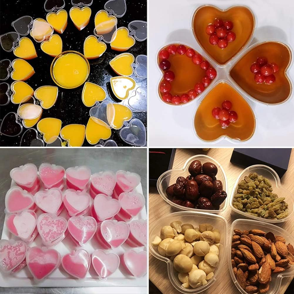 30 Pcs 45Ml Heart Shaped Slime Storage Containers Small Plastic Box with Lids Sauce Cups Souffle Cups