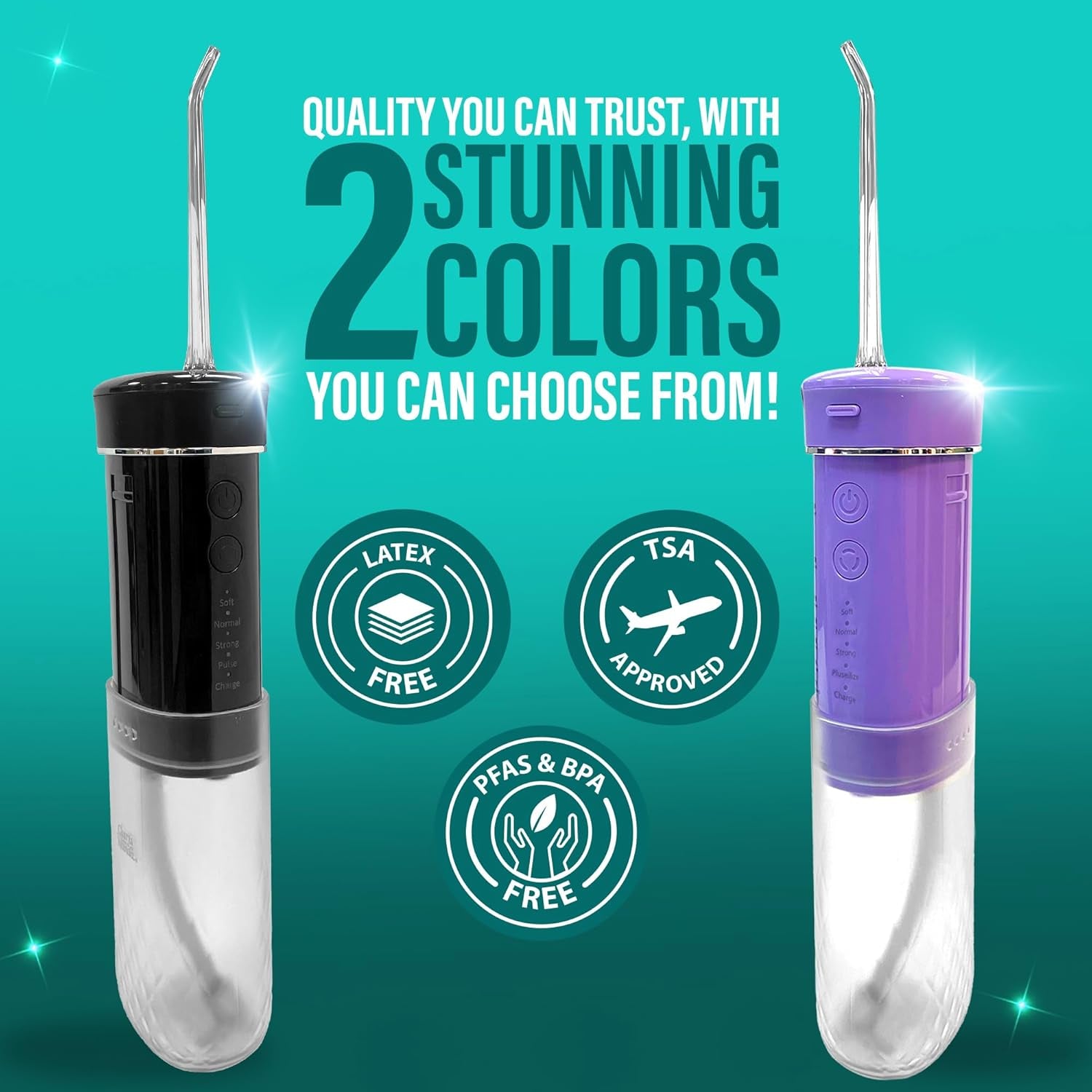 Compact Water Dental Flosser, Portable Travel Size Oral Irrigator Flosser with Collapsible 180 Ml Tank, Smart Timer, 4 Flossing Modes, Tsa-Friendly - Lavender