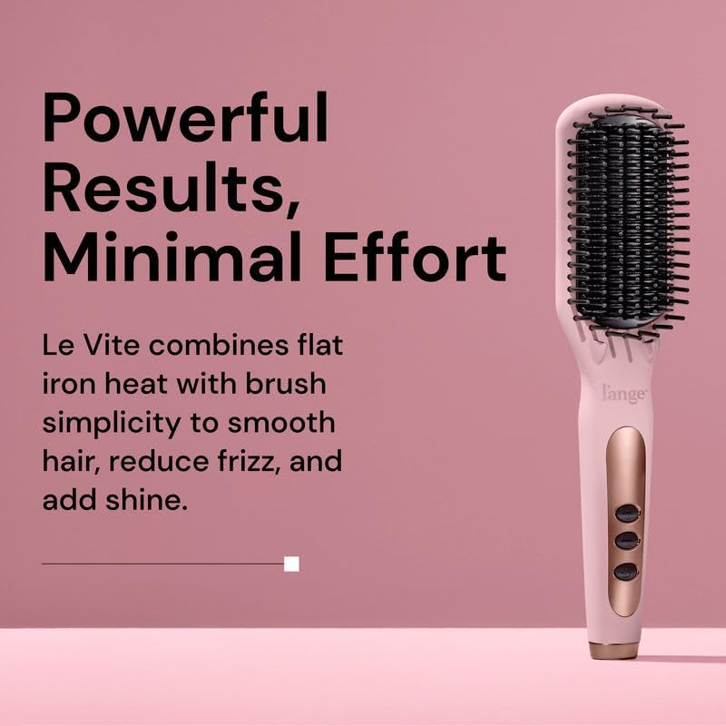 Le Vite Straightening Brush | Heated Hair Tool for Smoother, Frizz-Controlled Look | Dual-Voltage Hot Brush Straightener for Effortless Styling & Shine | Ceramic Standard Size (Blush)