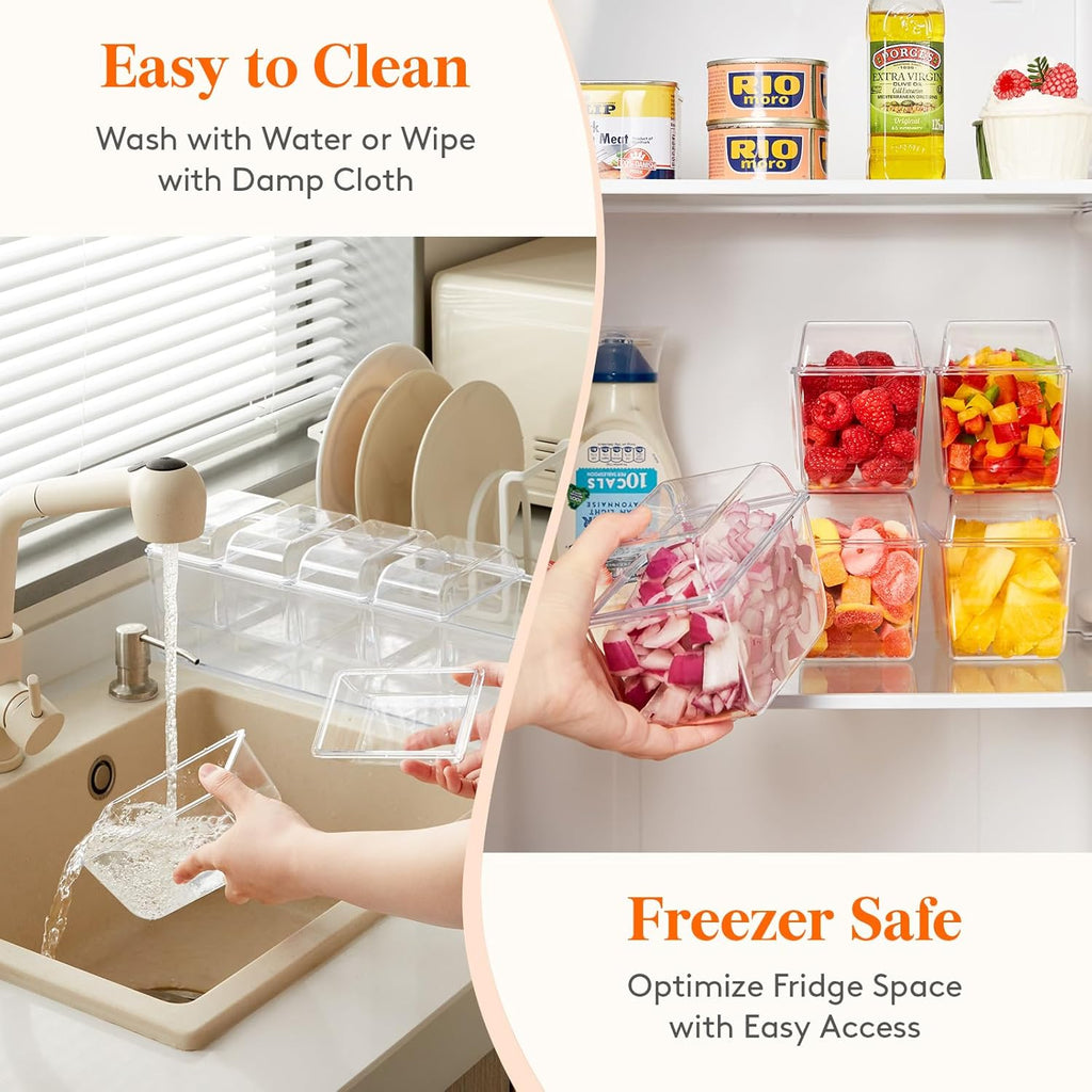 Taco Bar Serving Set for Party with 5 X 20 Oz Containers & Components, Ice Chilled Condiment Caddy Organizer, Garnish Serving Tray Platter for Mimosa Bar Accessories, Fruit, Salad, Food