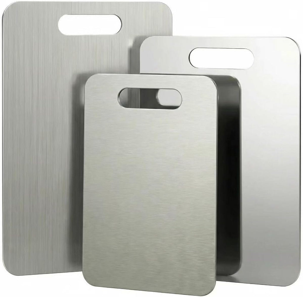 Stainless Steel Cutting Boards for Kitchen, 3 PCS Non Toxic Metal Chopping Board Set, Dishwasher Safe & Warp Proof (15.3"X11", 13.4"X9", 11.8"X7.9" Inch)