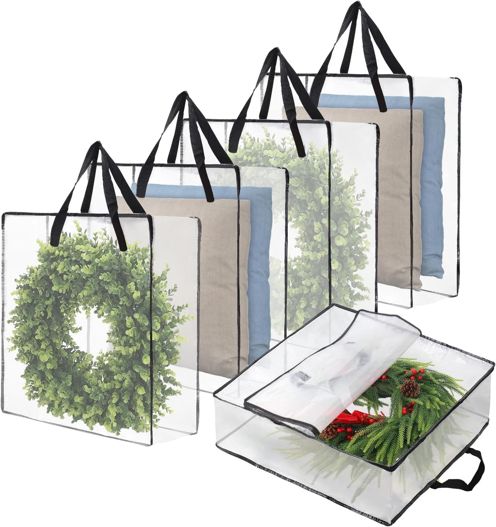 Wreath Storage Bag 5-Pack, 26 Inches 95 L Wreath Storage Container for Home Storage, Storage Bag for Spring Summer Autumn Christmas Wreath Decorations or Clothing Blanket Comforters Bed Sheets Pillows