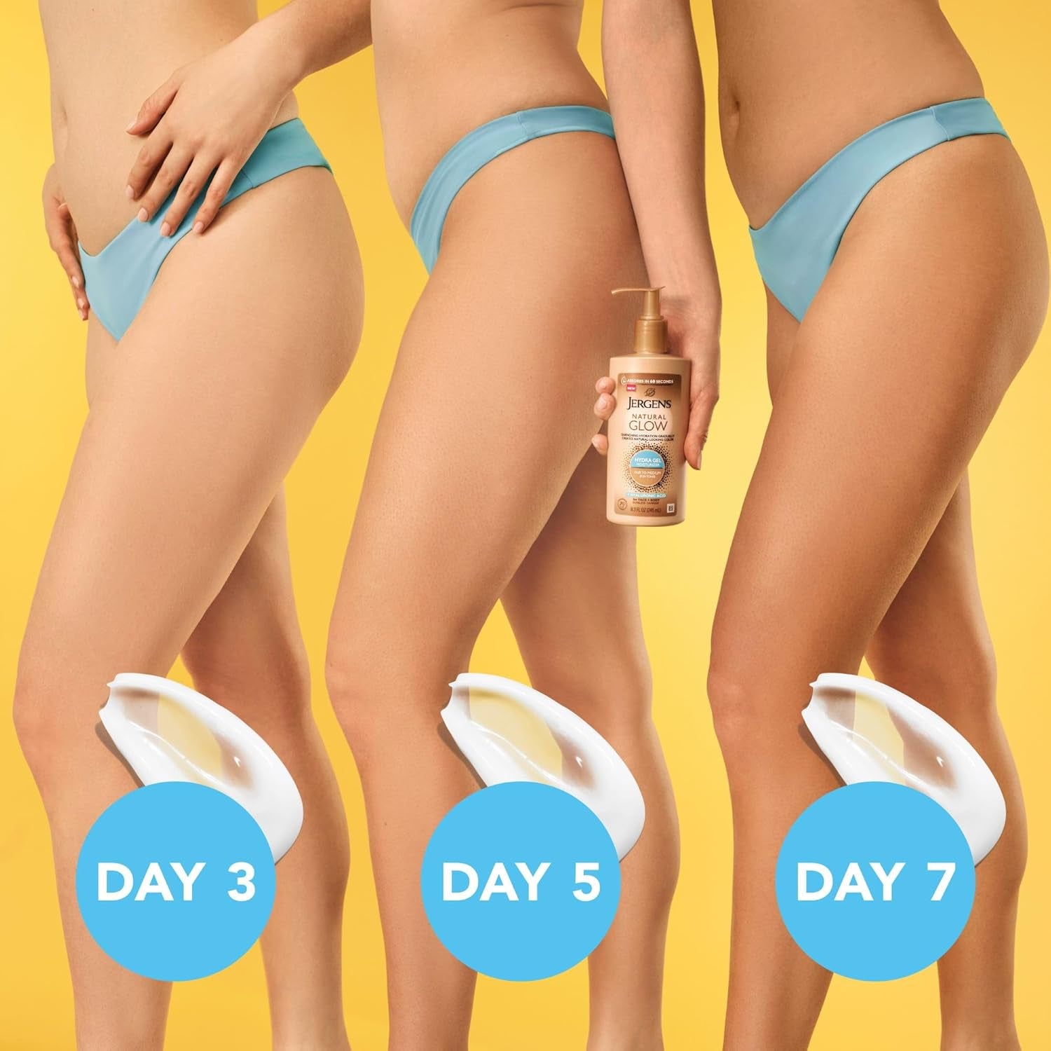 Natural Glow Hydra Gel Moisturizer, Gradual Tanning Lotion with Hyaluronic Acid, Hydrating Tanning Gel, Fragrance-Free Self Tanner, Fair to Medium Skin Tone, 8.3 Fl Oz