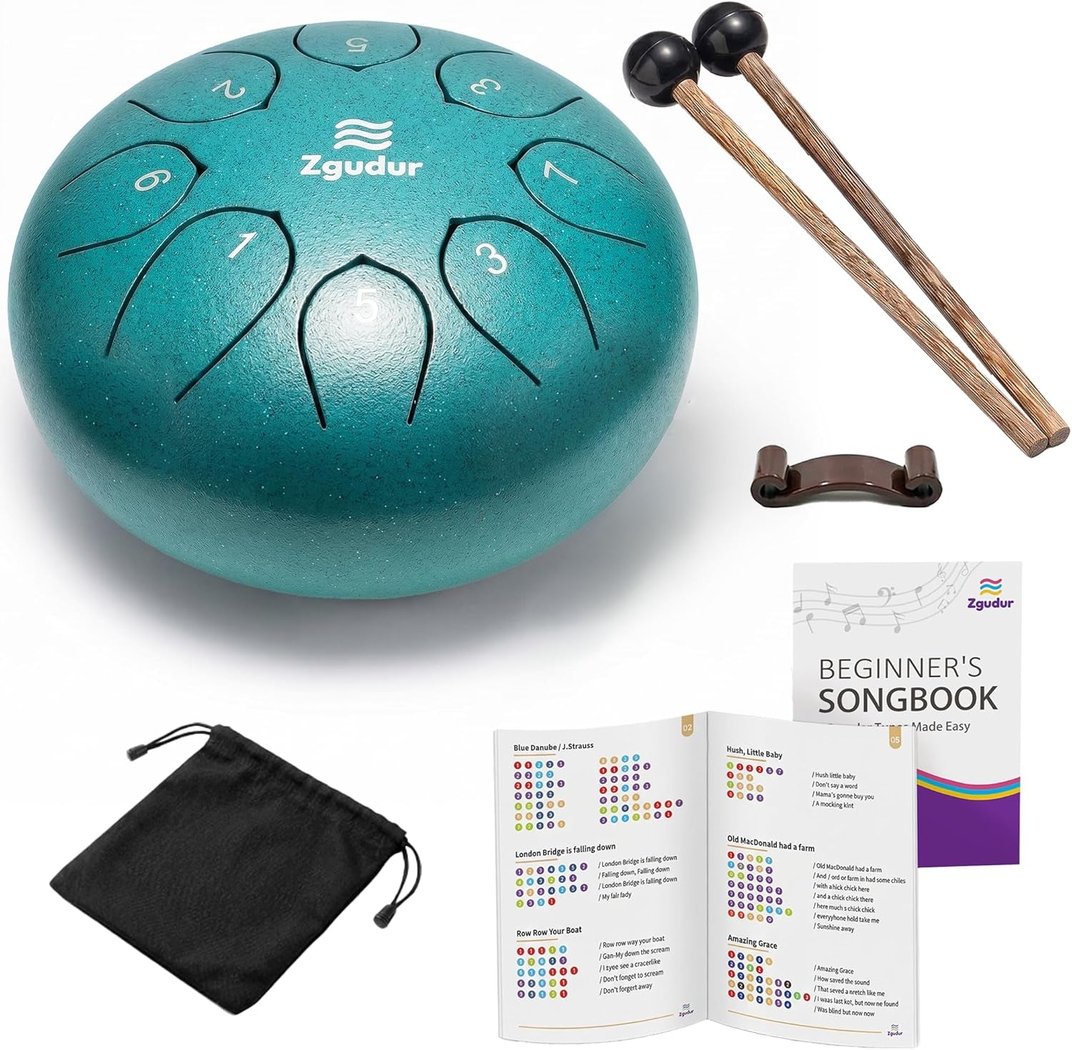 Rain Drum for outside Garden, 6 Inches 8 Notes Steel Tongue Drum Percussion，Windchimes Outdoors Waterproof Meditation Drums，Musical Gift Gift with Bag, Music Book, Drum Mallets