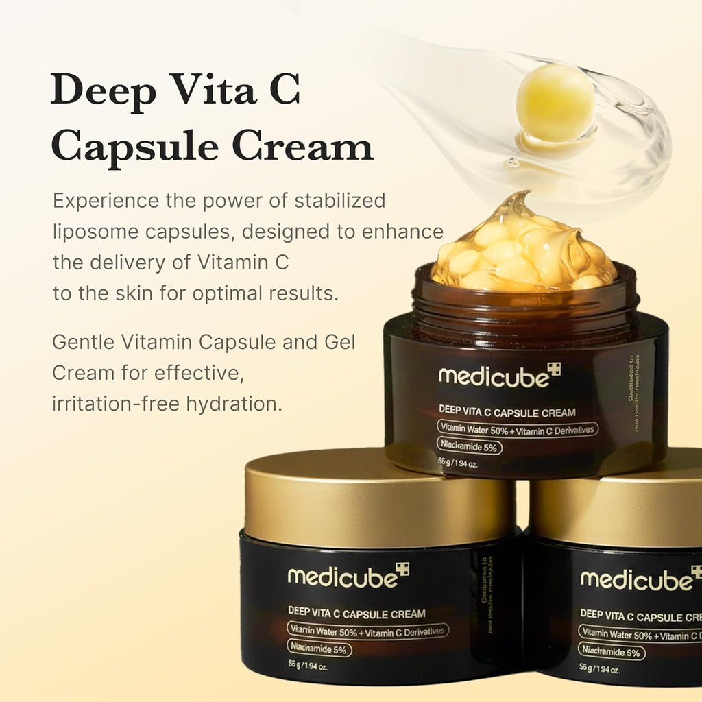 Capsule Cream with Deep Vitamin C | Liposome Vitamin C Golden Capsule for Radiance & Firm-Looking Skin | Hydrating Glow Gel Texture | Korean Skincare, 1.94 Oz