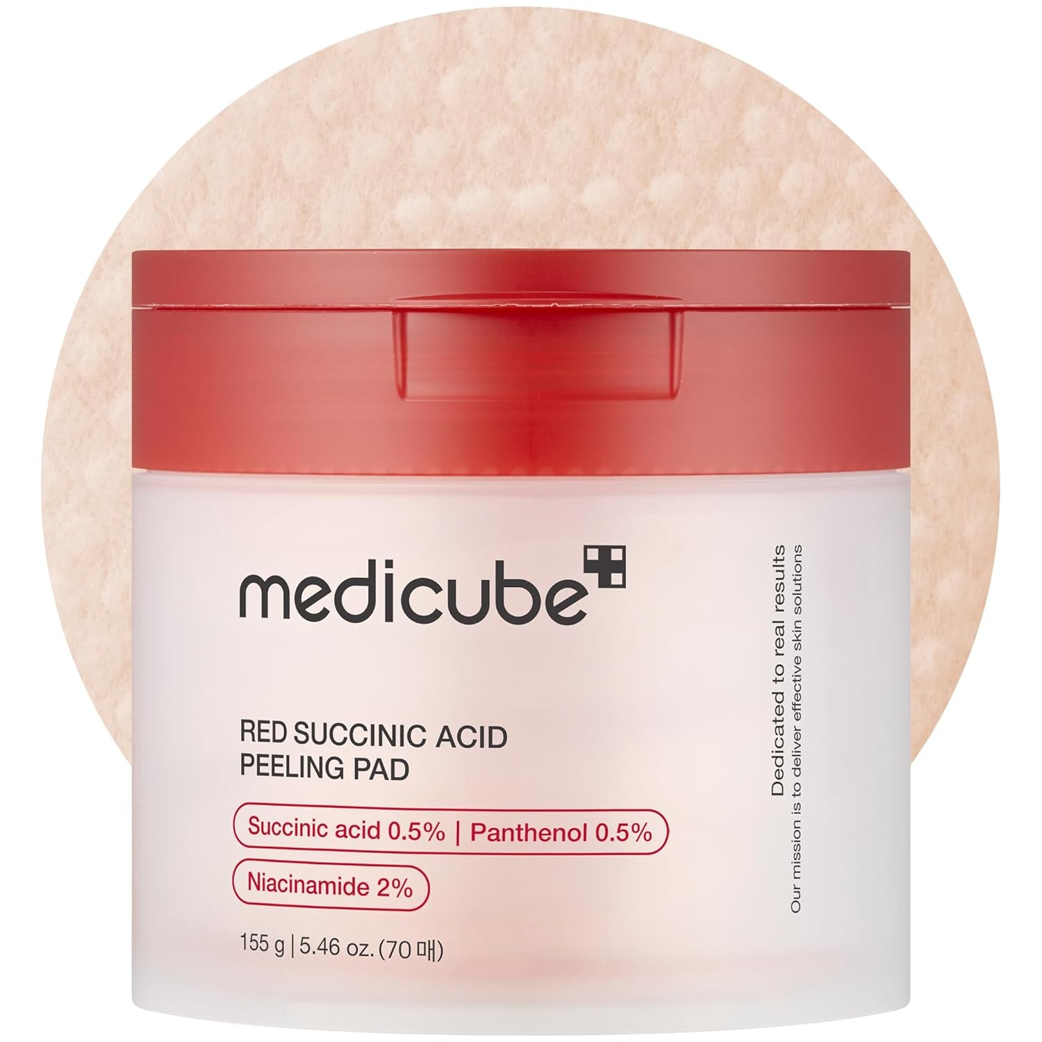 Toner Pads Red Succinic Acid Panthenol Facial Peeling Pad | Exfoliating Toner Pad for Breakout-Prone Skin | Niacinamide, AHA, BHA, and Soothing Panthenol - Non-Comedogenic, 70 Pads (1 Pack)