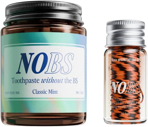 (No Bad Stuff) Toothpaste Tablets (3 Month) & Silk Expanding Floss - Nano Hydroxyapatite, Fluoride Free, Eco & Travel Friendly - Remineralize with NHA