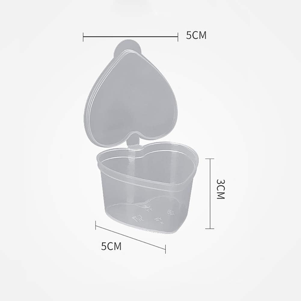 30 Pcs 45Ml Heart Shaped Slime Storage Containers Small Plastic Box with Lids Sauce Cups Souffle Cups