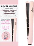 Le Ceramique 1-Pass Flat Iron Hair Straightener | Fast Heating Ceramic Flat Iron | Best Hot Tools Professional Hair Straightener to Lock in Moisture & Shine | (Blush)