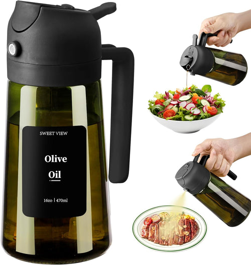 - Olive Oil Sprayer for Cooking, 16Oz/470Ml Glass Light-Proof Oil Pourer for Kitchen with Stickers for Air Fryer, Cooking, Salad, and BBQ with Stickers