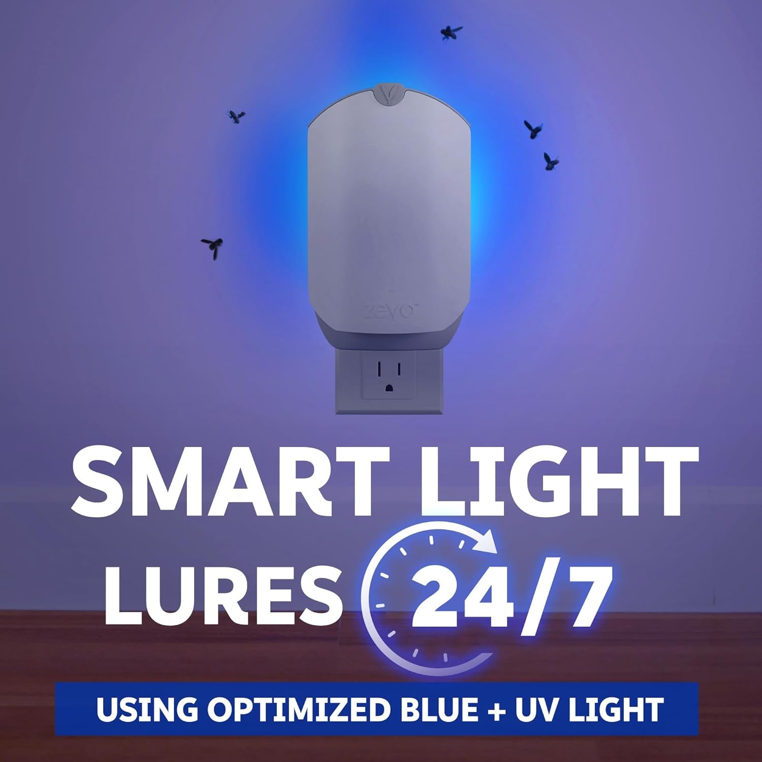 Flying Insect Trap & 3 Refill Cartridges - Plug in Fly Trap & Indoor Bug Catcher for Gnats, House & Fruit Flies - Blue & UV Light Technology, Mess-Free Alternative to Bug Zapper