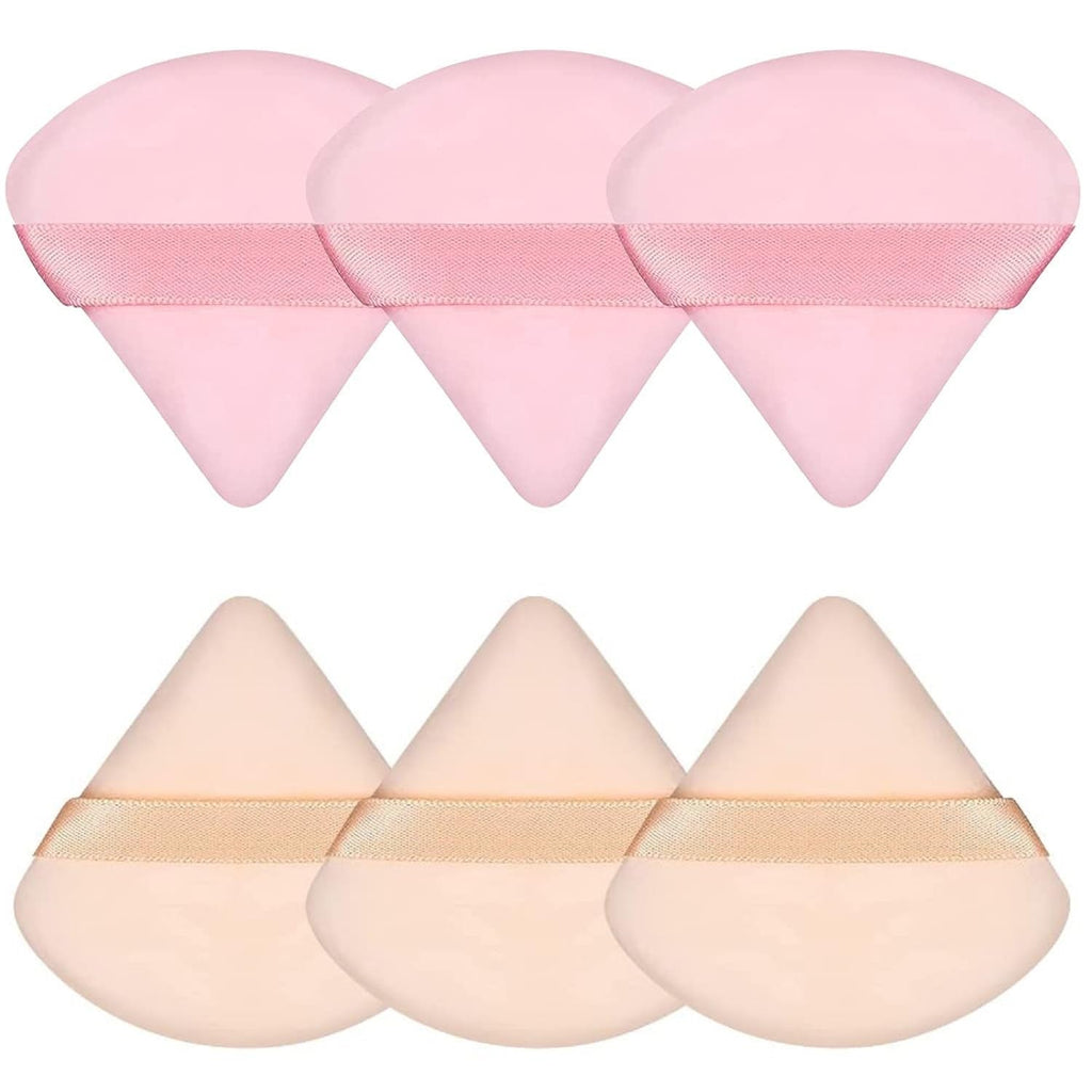 6 Pcs Powder Puff Face Soft Triangle Makeup Puff Velour Makeup Sponge Beauty Blender for Loose Powder (Black)
