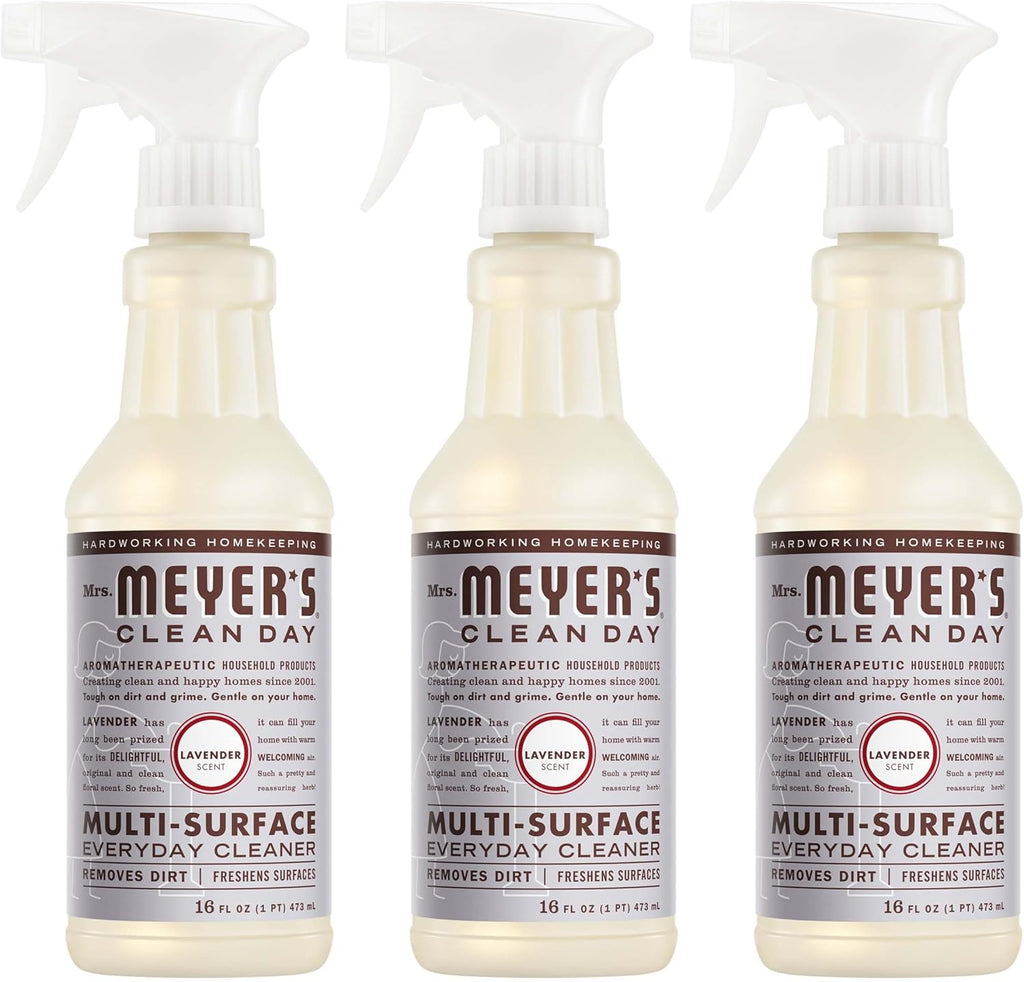 MRS. MEYER'S CLEAN DAY Multi-Surface Everyday Cleaner, Lavender Scent, 16 Fl Oz Bottle - 3 Pack