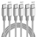 USB C Cable，3 Pack 10FT 60W Fast Charging USB C to USB C Cable, Durable Type C Charger Cable for Iphone 17/16/15/Ipad Macbook Carplay and More-Grey White