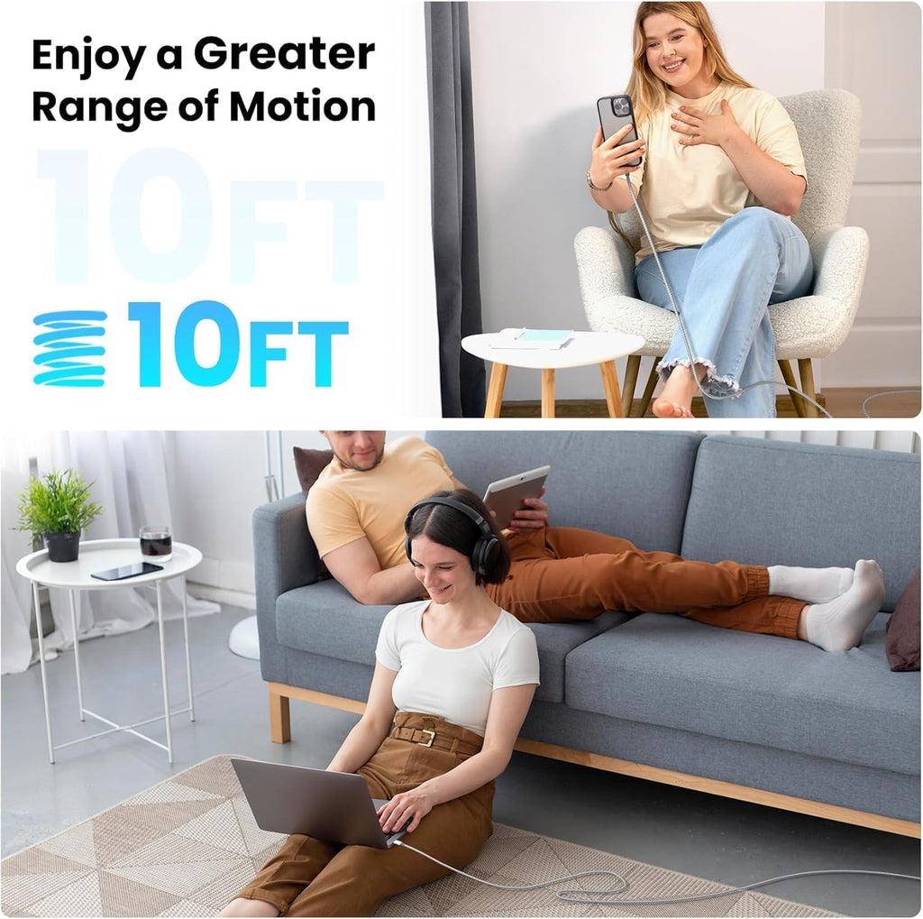 USB C Cable，3 Pack 10FT 60W Fast Charging USB C to USB C Cable, Durable Type C Charger Cable for Iphone 17/16/15/Ipad Macbook Carplay and More-Grey White