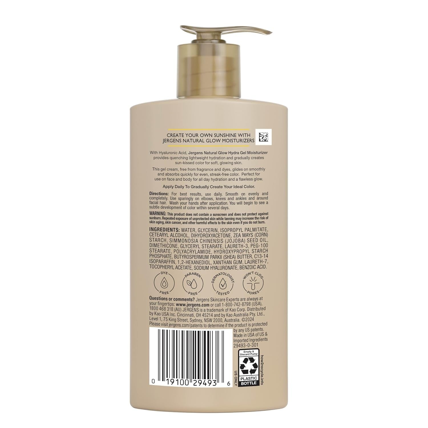 Natural Glow Hydra Gel Moisturizer, Gradual Tanning Lotion with Hyaluronic Acid, Hydrating Tanning Gel, Fragrance-Free Self Tanner, Fair to Medium Skin Tone, 8.3 Fl Oz
