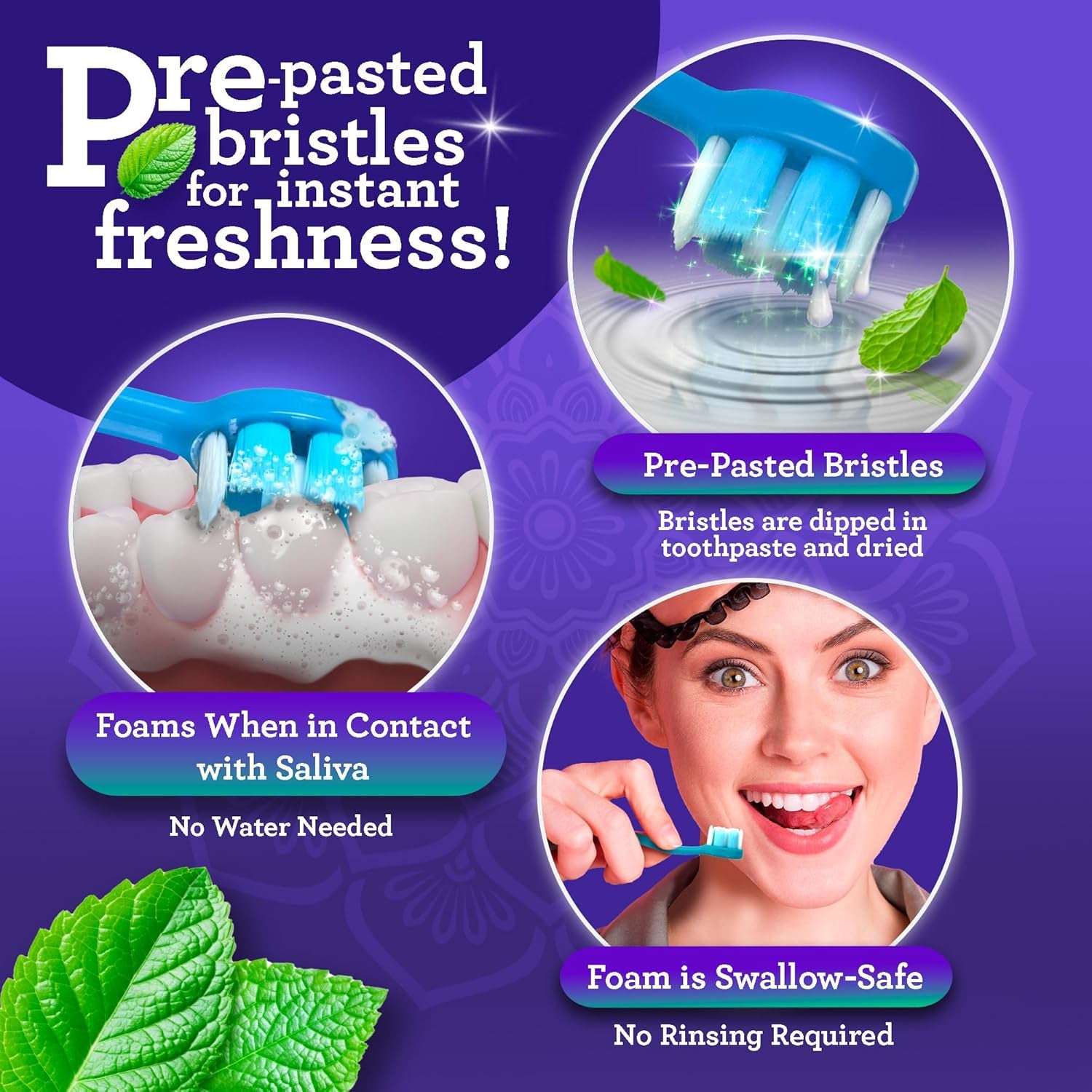 Ready-To-Go Disposable Mini Travel Toothbrush - Butter on Gums Softex Bristles, Prepasted Toothbrush & Toothpick - Fluoride-Free, No Rinsing Needed, Individually Wrapped, 70 Ct