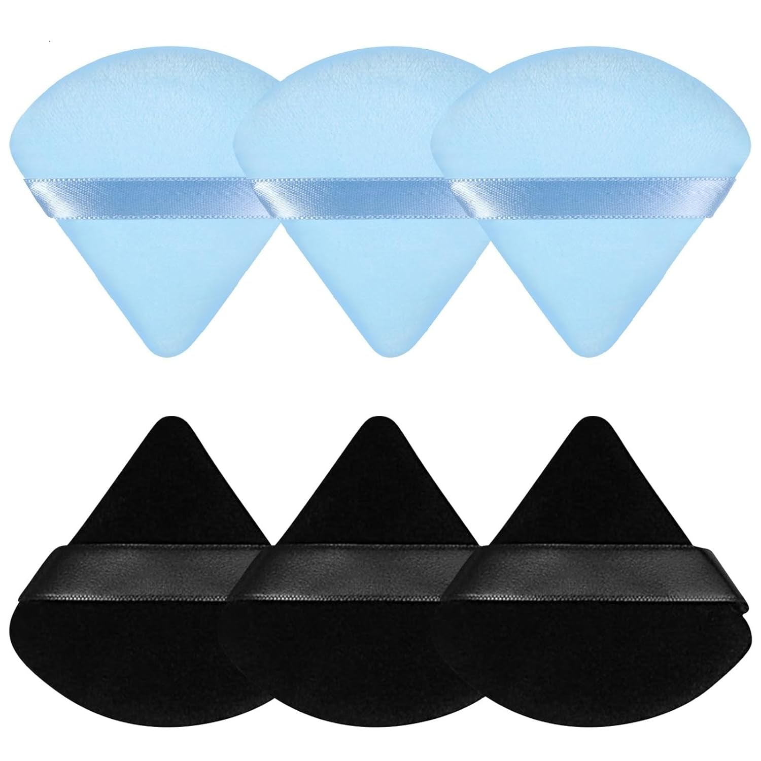 6 Pcs Powder Puff Face Soft Triangle Makeup Puff Velour Makeup Sponge Beauty Blender for Loose Powder (Black)