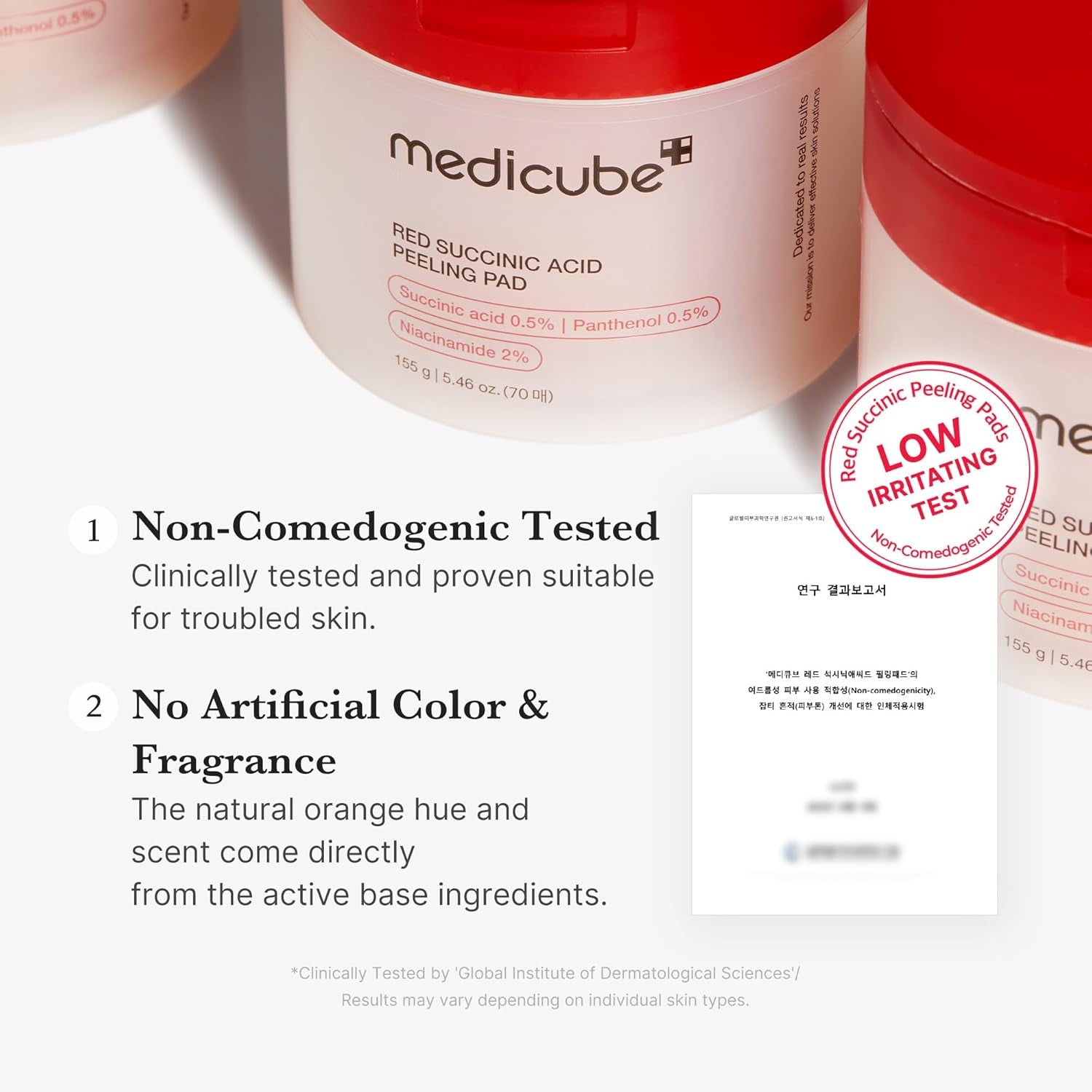 Toner Pads Red Succinic Acid Panthenol Facial Peeling Pad | Exfoliating Toner Pad for Breakout-Prone Skin | Niacinamide, AHA, BHA, and Soothing Panthenol - Non-Comedogenic, 70 Pads (1 Pack)