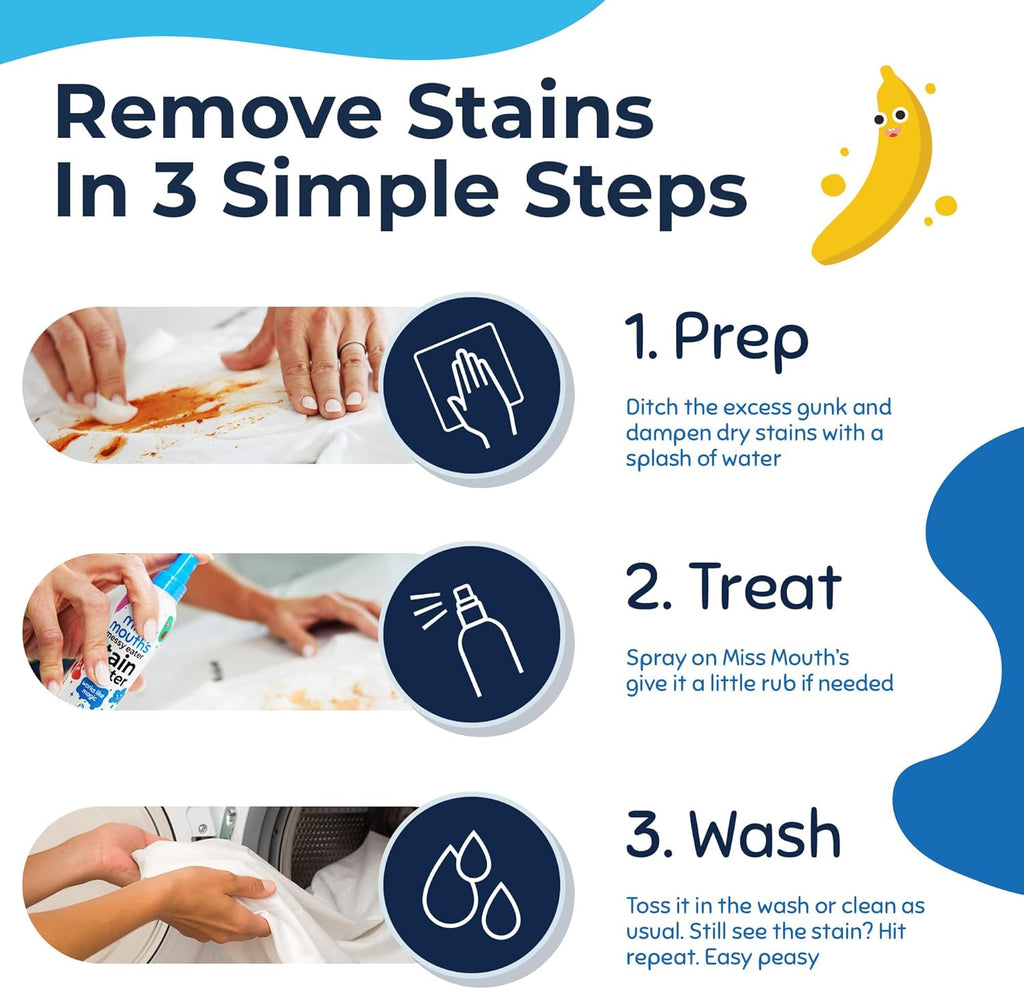Messy Eater Stain Treater Spray - 4Oz Stain Remover - Newborn & Baby Essentials - No Dry Cleaning Food, Grease, Coffee off Laundry, Underwear, Fabric