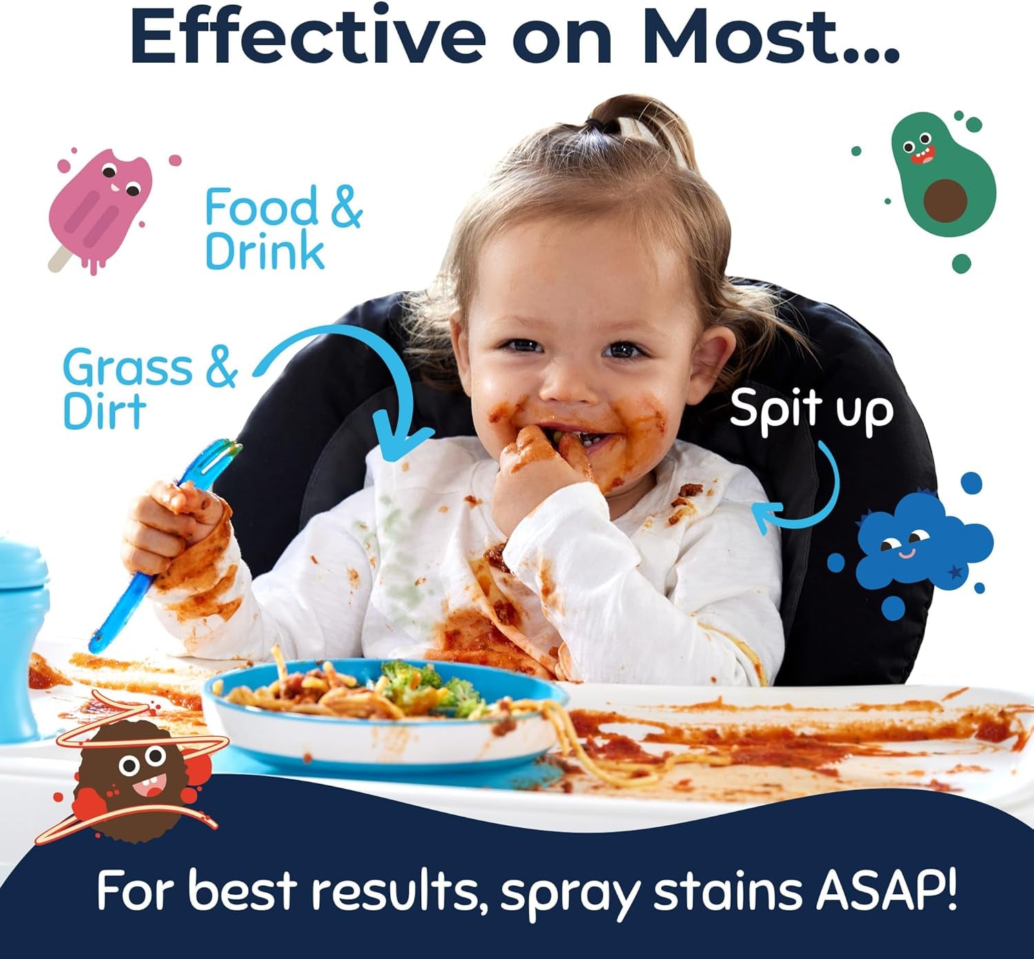 Messy Eater Stain Treater Spray - 4Oz Stain Remover - Newborn & Baby Essentials - No Dry Cleaning Food, Grease, Coffee off Laundry, Underwear, Fabric