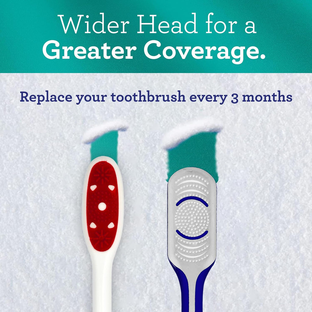Gentle Giant Toothbrush with Dual Action Flossing Spiral Bristles, Non-Slip Ergo Dexa Grip, Helps in Teeth Whitening, BPA Free Manual Toothbrushes, Assorted Colors, 4 Count
