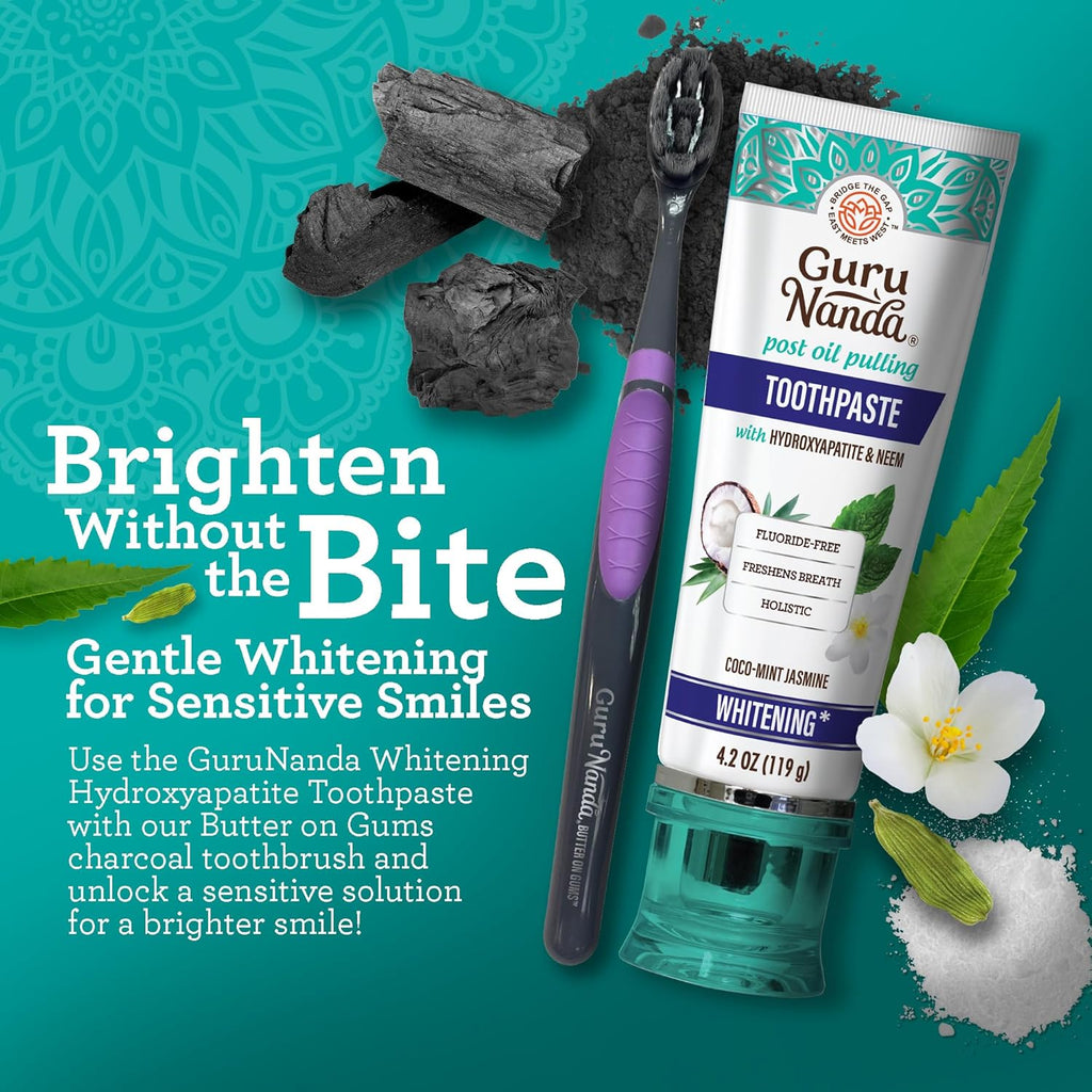 Butter on Gums Charcoal Toothbrush - 8000+ Softextm Bristles for Sensitive Teeth & Gums, Aids in Teeth Whitening, Extra Soft (6 Count)