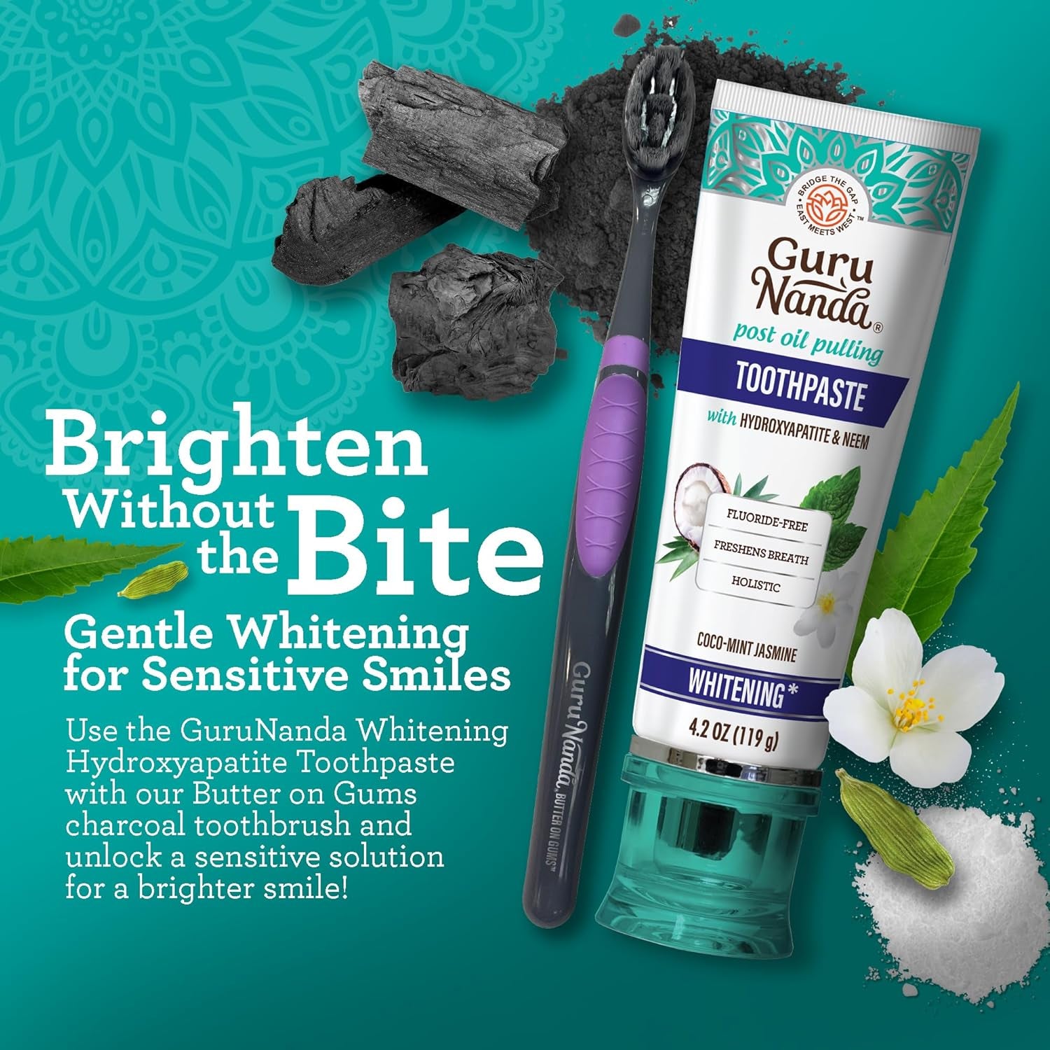 Butter on Gums Charcoal Toothbrush - 8000+ Softextm Bristles for Sensitive Teeth & Gums, Aids in Teeth Whitening, Extra Soft (6 Count)
