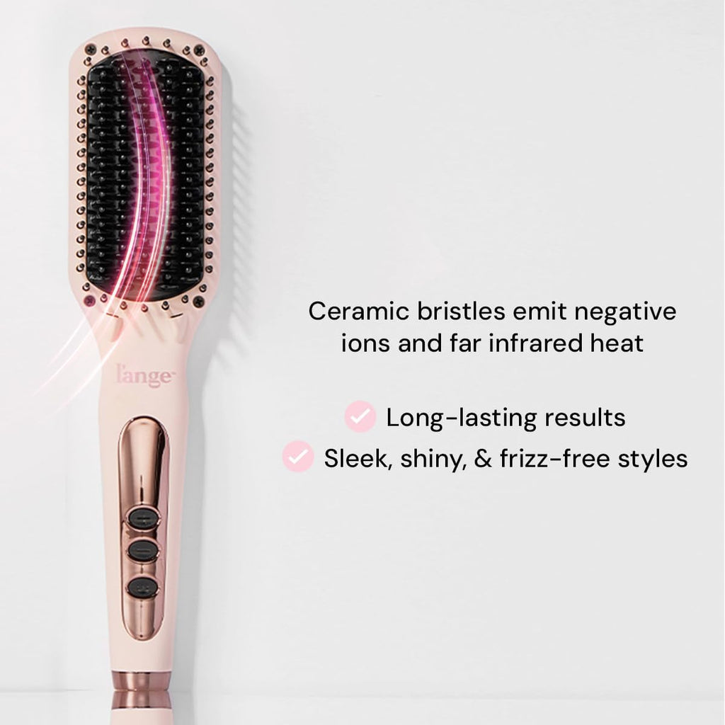 Le Vite Straightening Brush | Heated Hair Tool for Smoother, Frizz-Controlled Look | Dual-Voltage Hot Brush Straightener for Effortless Styling & Shine | Ceramic Standard Size (Blush)